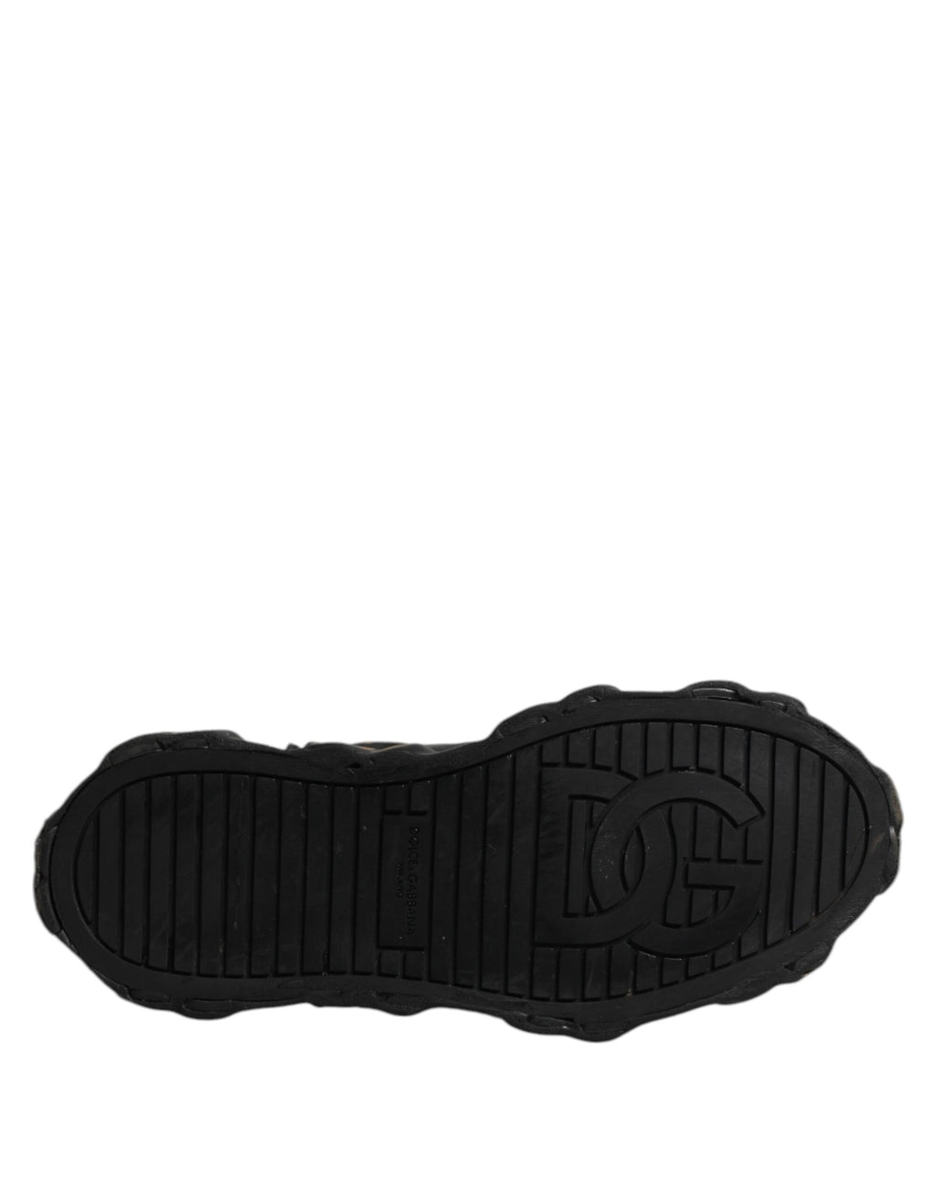 Dolce & Gabbana Black Leather Logo High Top Sneakers Shoes