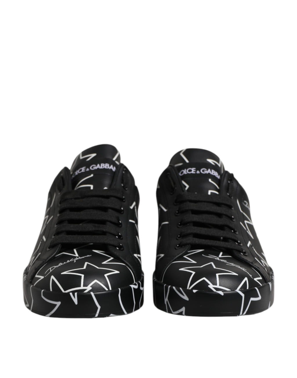 Dolce & Gabbana Black White Stars Low Top Men Sneakers Shoes