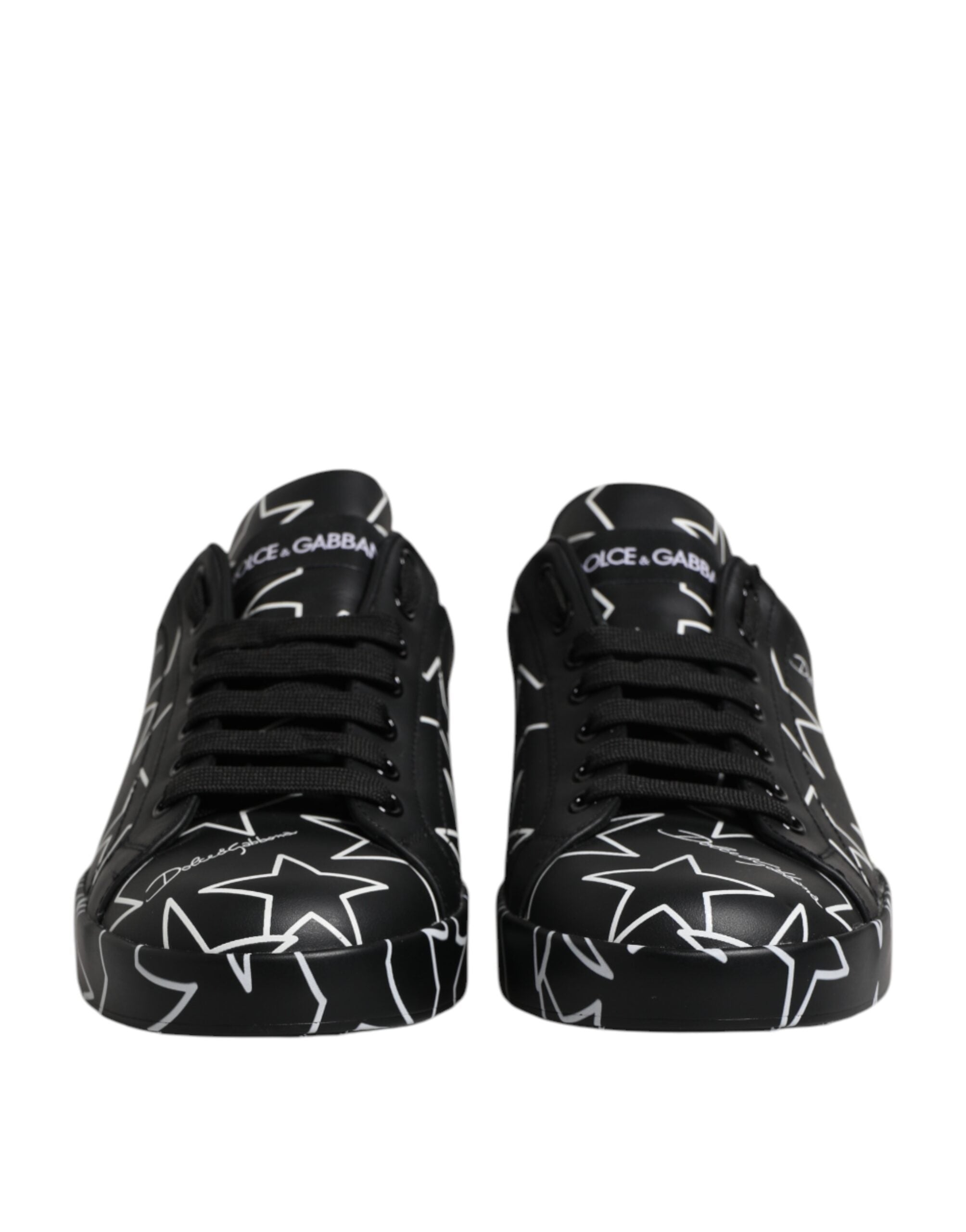 Dolce & Gabbana Black White Stars Low Top Men Sneakers Shoes