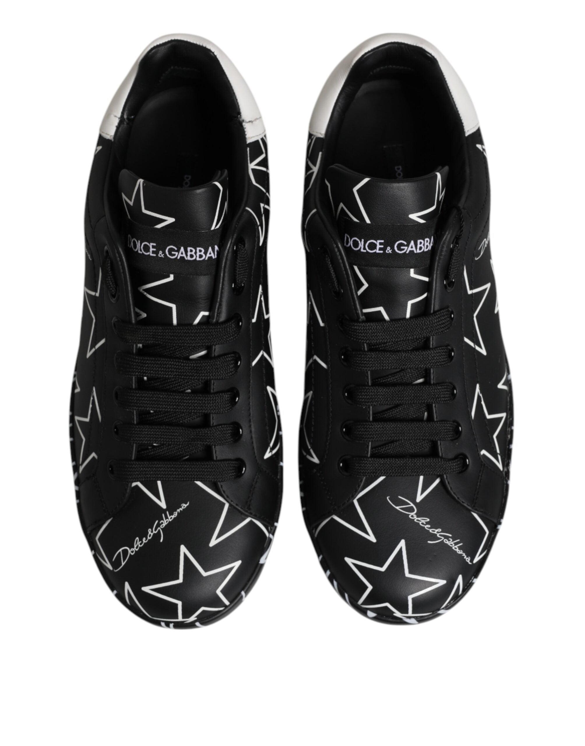 Dolce & Gabbana Black White Stars Low Top Men Sneakers Shoes