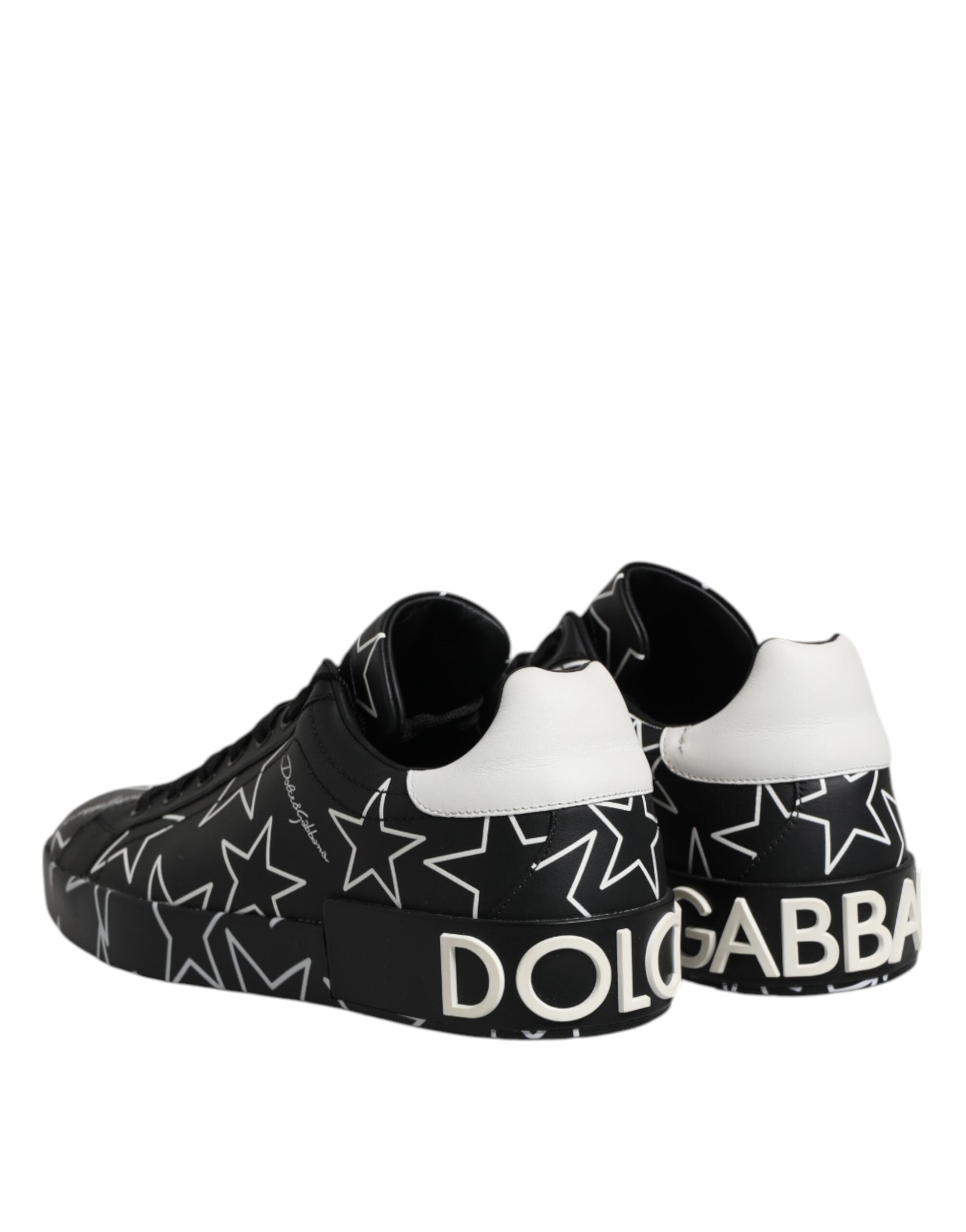 Dolce & Gabbana Black White Stars Low Top Men Sneakers Shoes