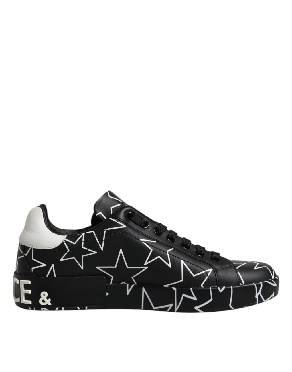 Dolce & Gabbana Black White Stars Low Top Men Sneakers Shoes