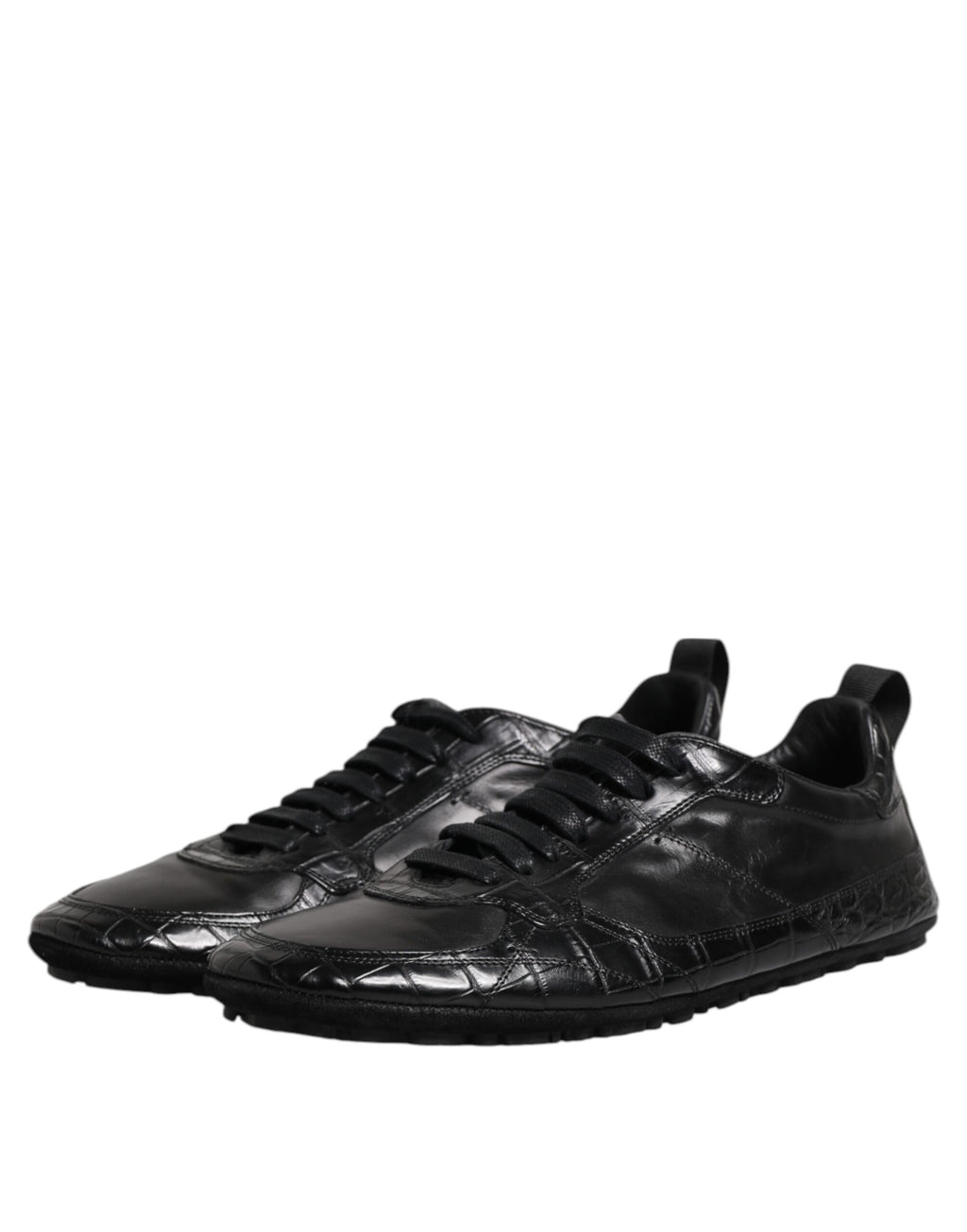 Dolce & Gabbana Black Exotic Leather Low Top Sneakers Shoes