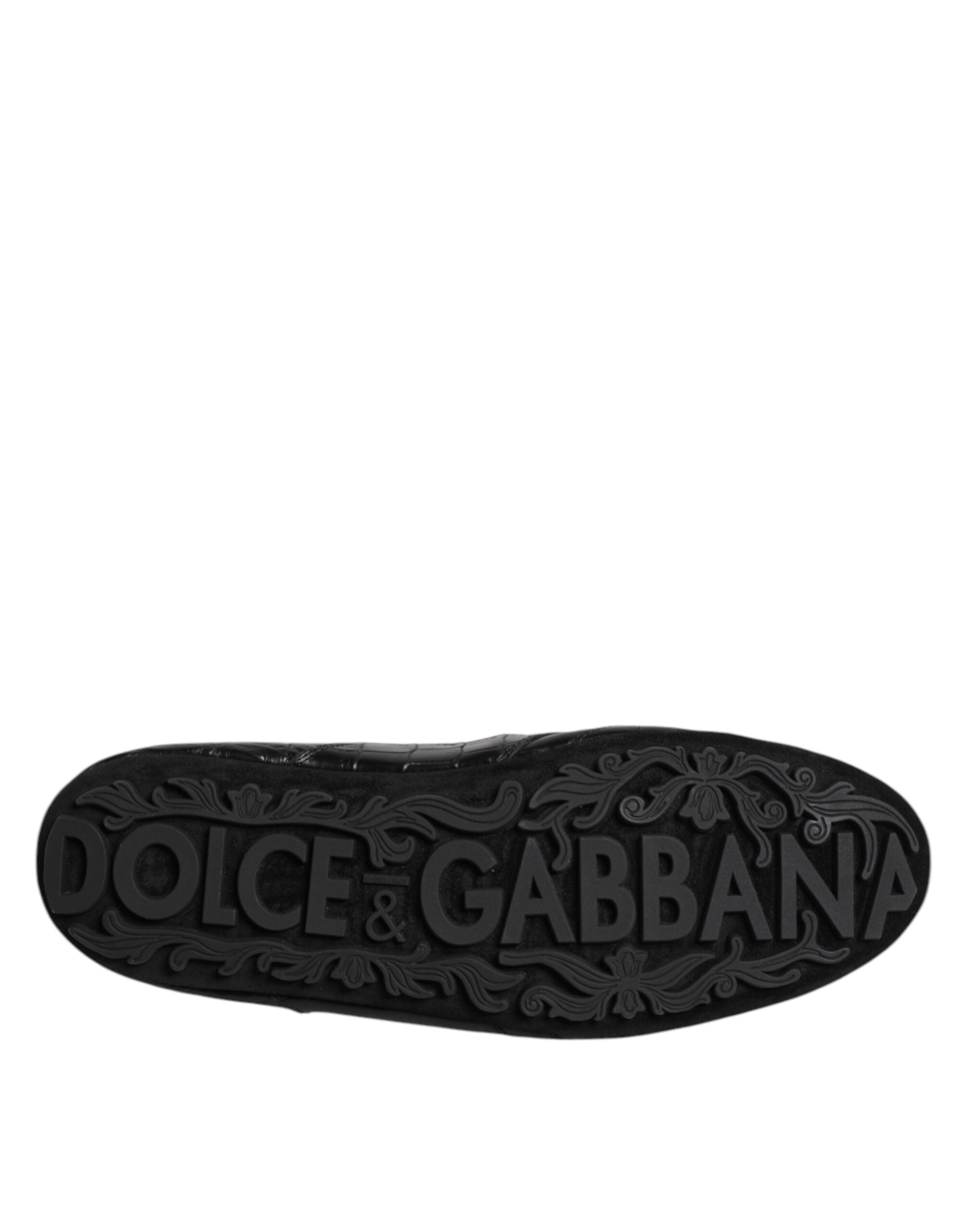 Dolce & Gabbana Black Exotic Leather Low Top Sneakers Shoes