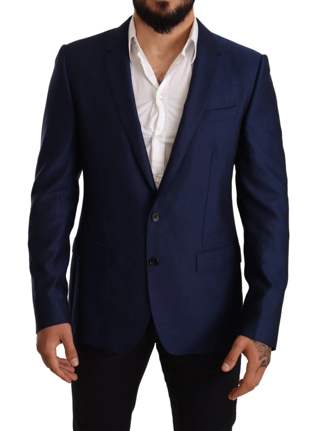 Dolce & Gabbana Blue MARTINI Wool Slim Fit Coat Blazer