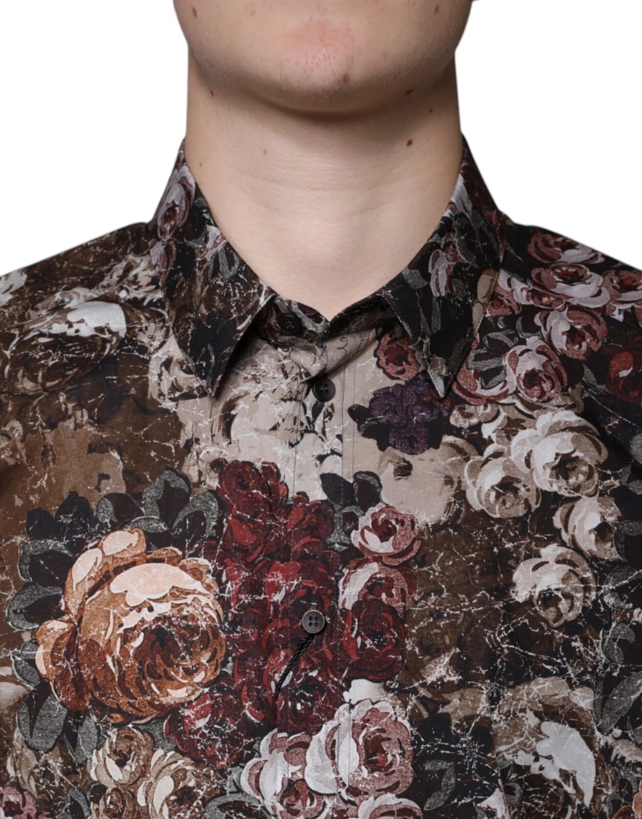 Dolce & Gabbana Multicolor Floral GOLD Cotton Men Dress Shirt
