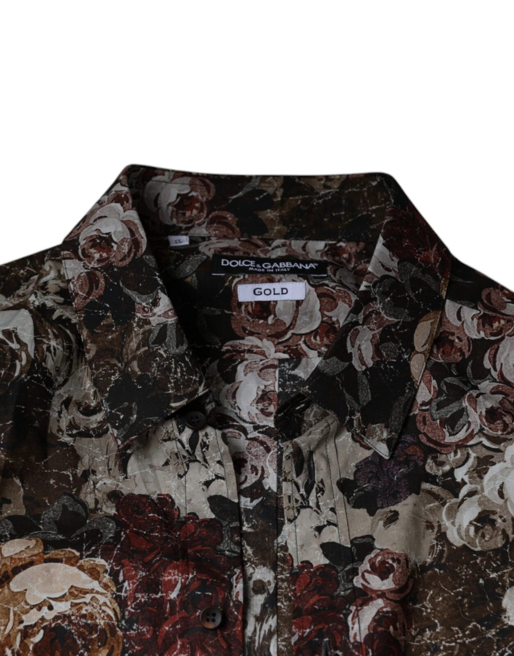 Dolce & Gabbana Multicolor Floral GOLD Cotton Men Dress Shirt