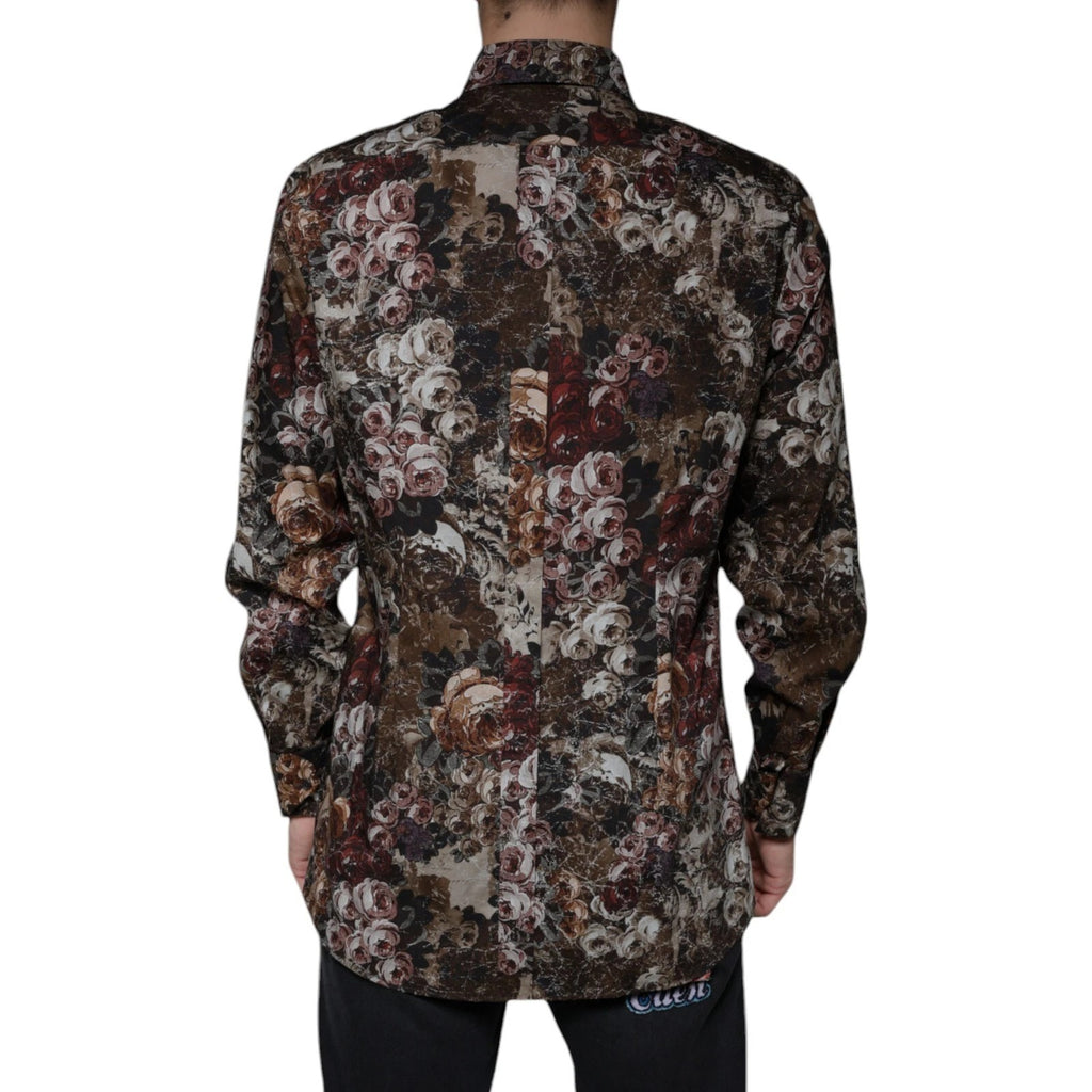 Dolce & Gabbana Multicolor Floral GOLD Cotton Men Dress Shirt