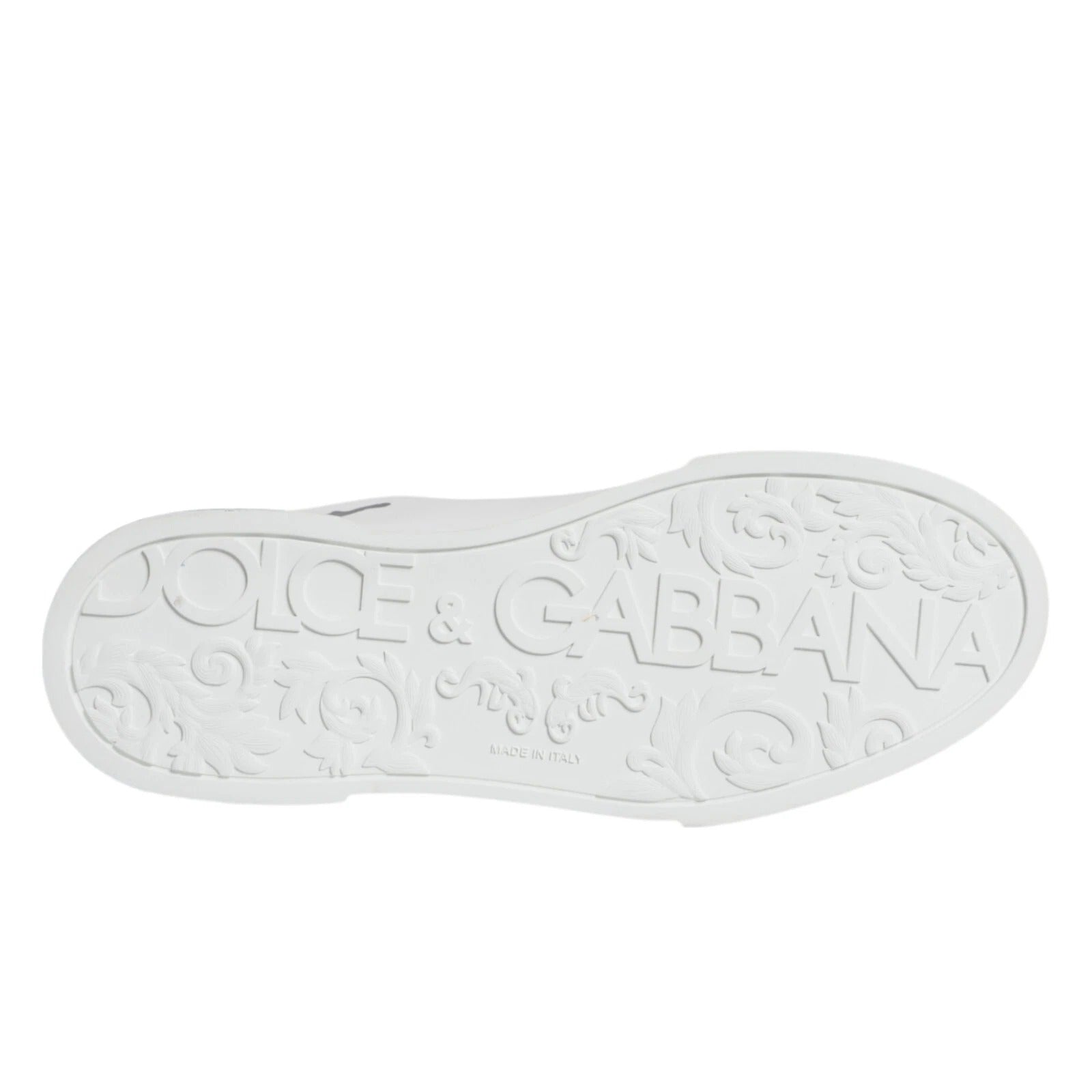 Dolce & Gabbana White Blue Leather Crown Milano Sneaker Shoes