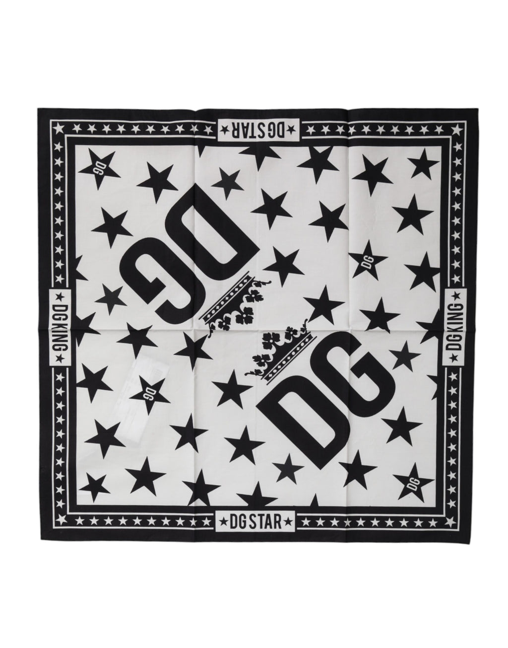 Dolce & Gabbana Black White Crown Cotton Square Foulard Scarf