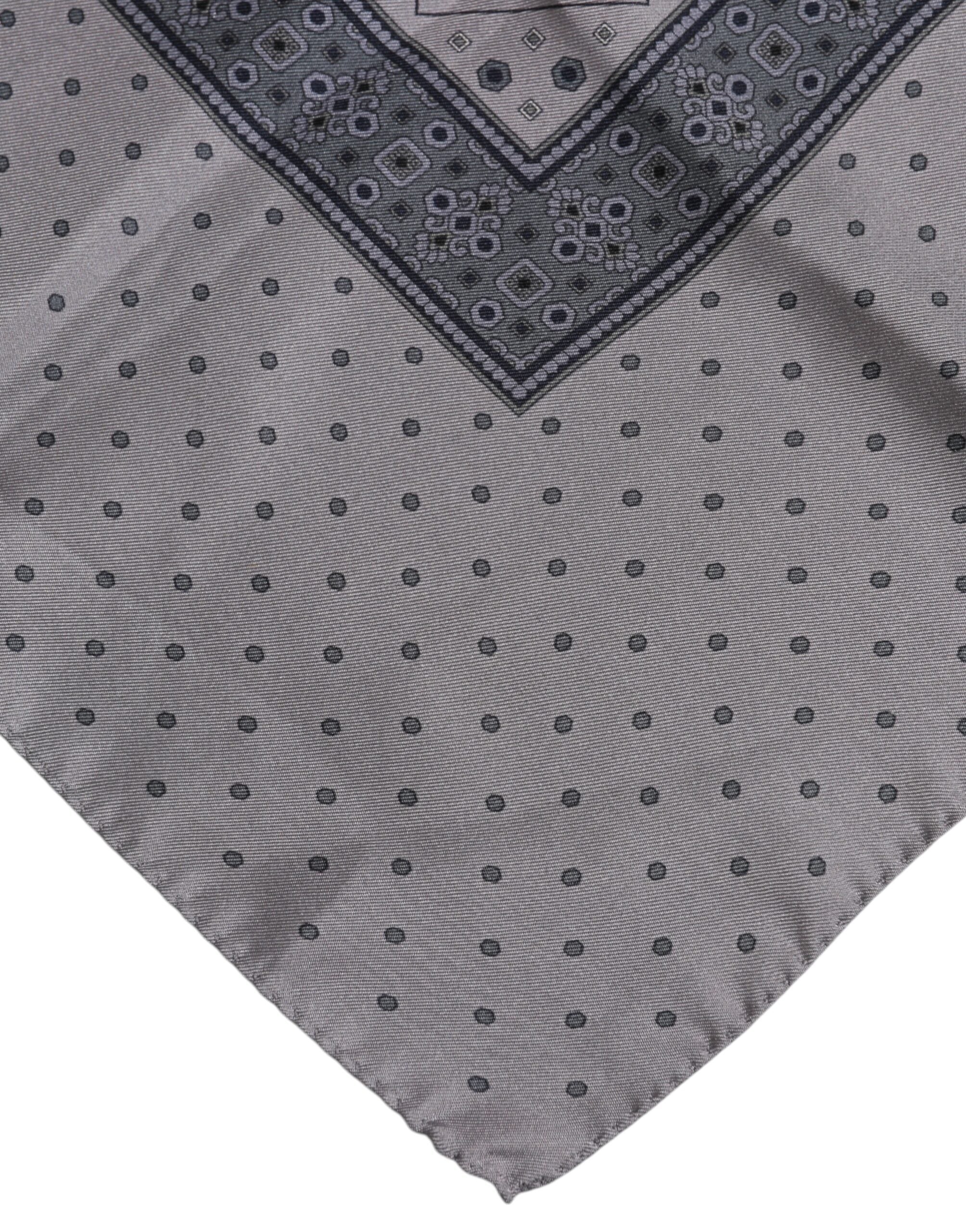 Dolce & Gabbana Gray Polka Dot Silk Square Men Foulard Scarf