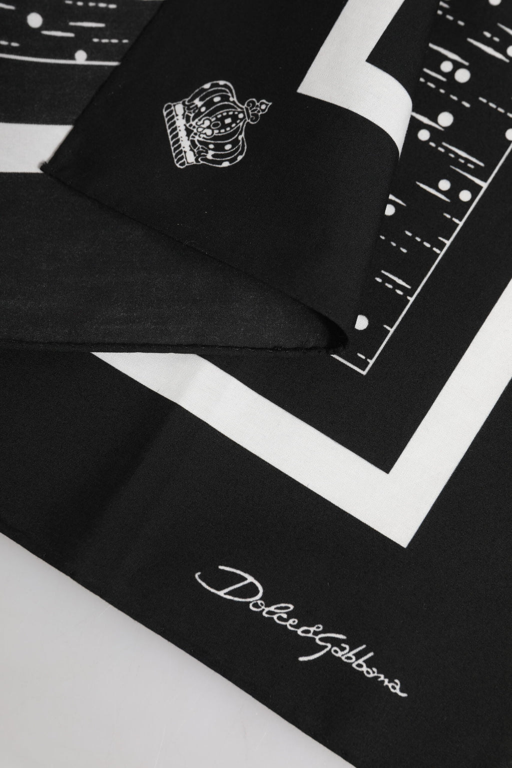 Dolce & Gabbana Black White Printed Square Foulard Scarf
