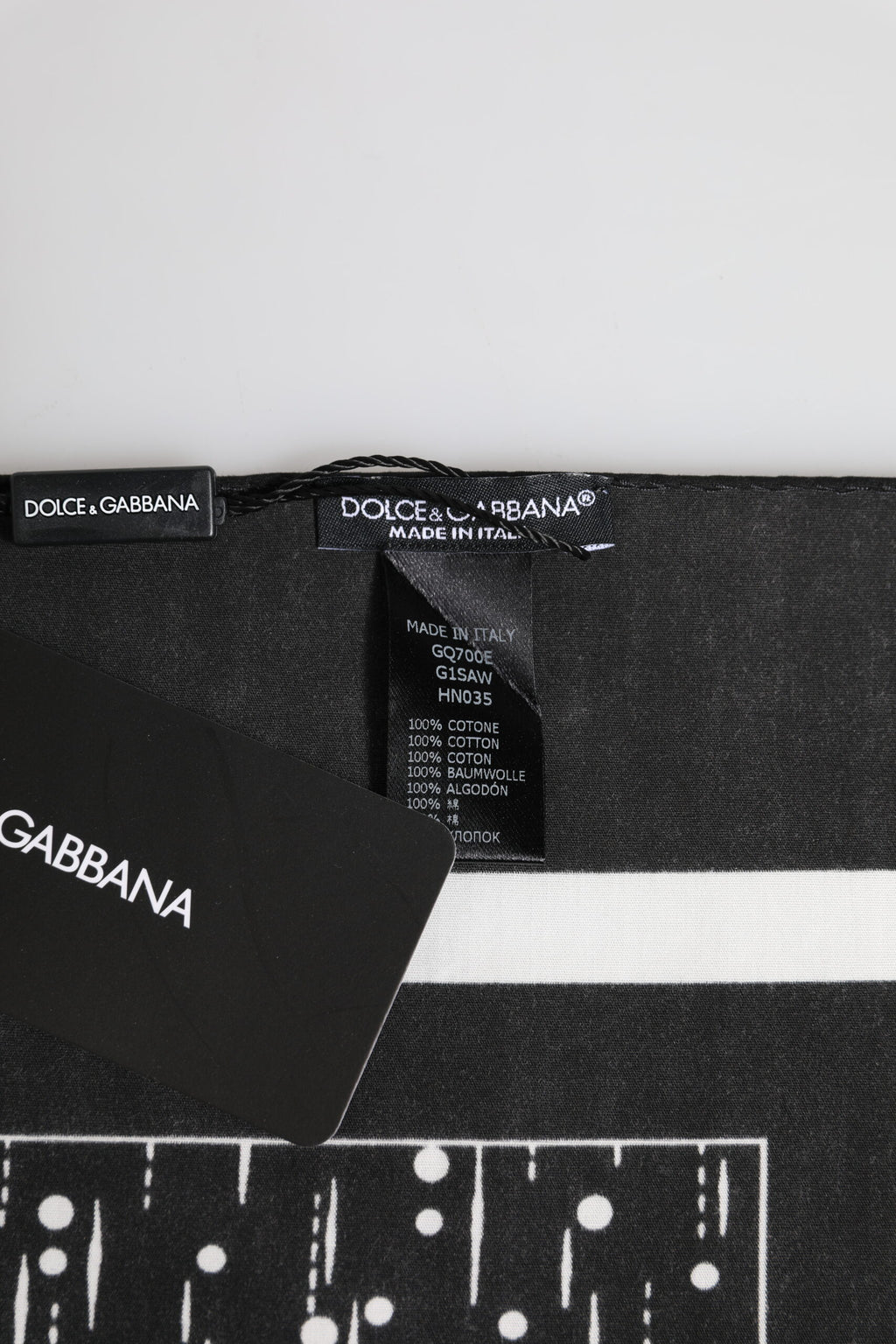 Dolce & Gabbana Black White Printed Square Foulard Scarf