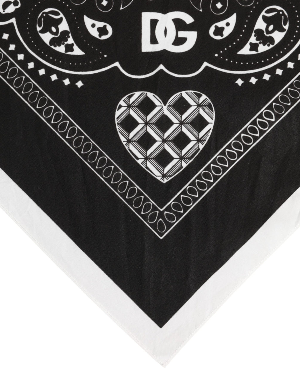 Dolce & Gabbana Black White Bandana Square Foulard Scarf