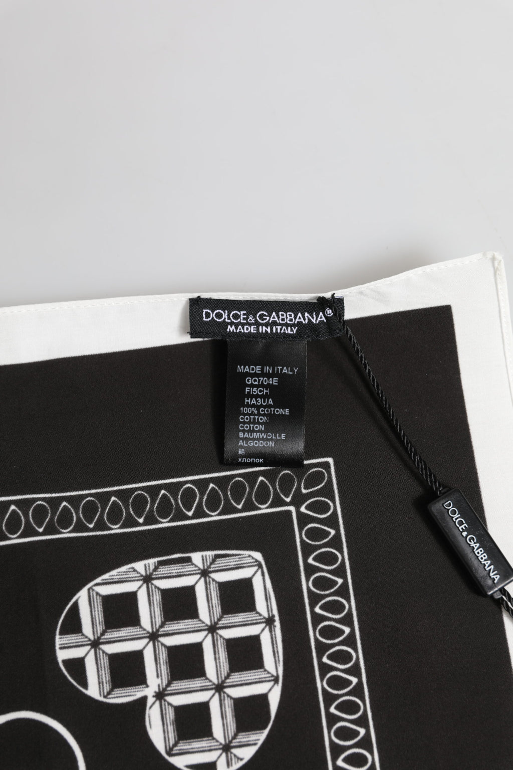 Dolce & Gabbana Black White Bandana Square Foulard Scarf
