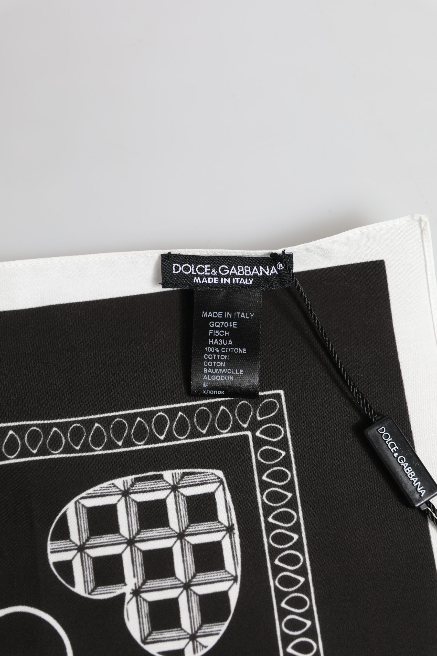 Dolce & Gabbana Black White Bandana Square Foulard Scarf
