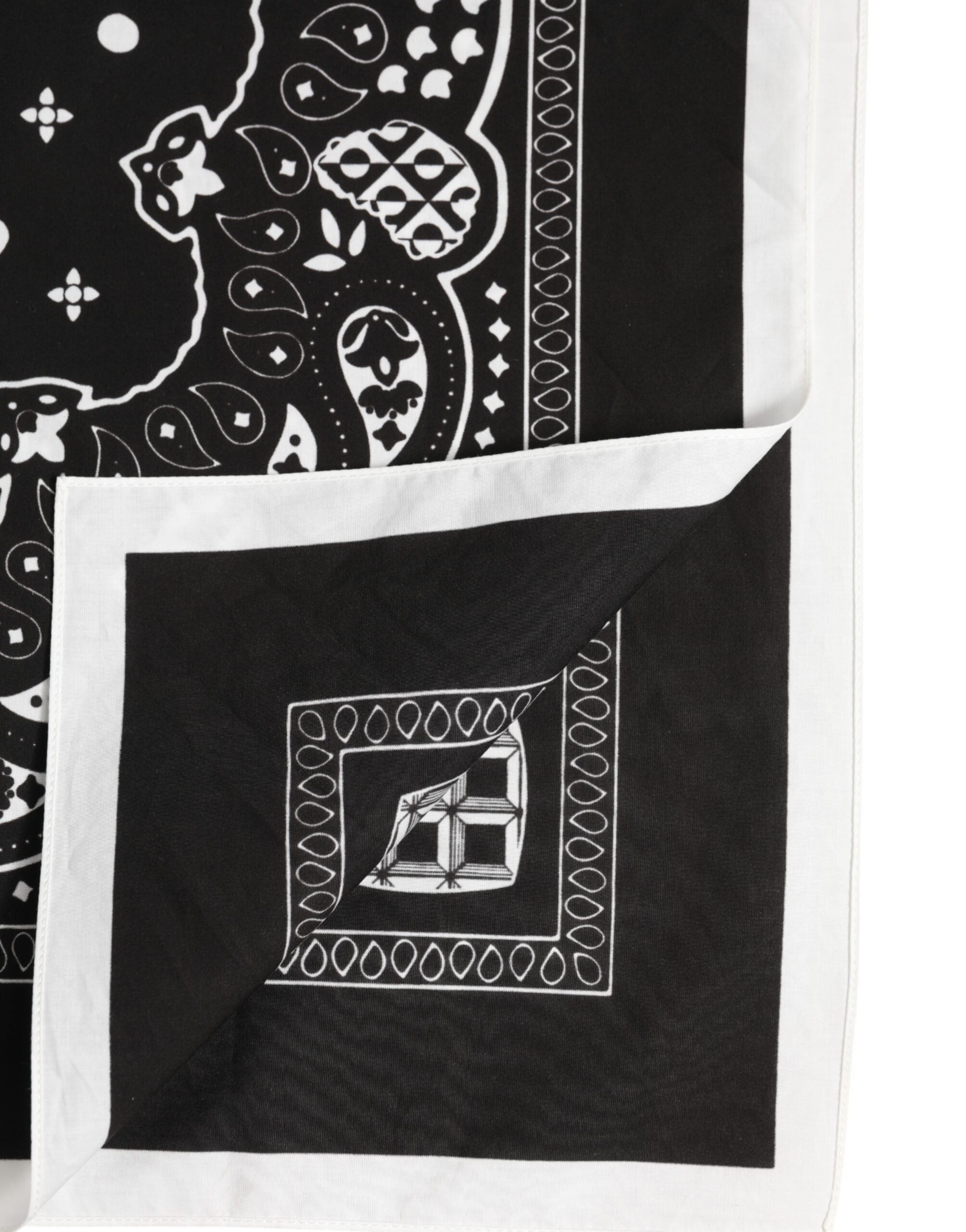Dolce & Gabbana Black White Bandana Square Foulard Scarf
