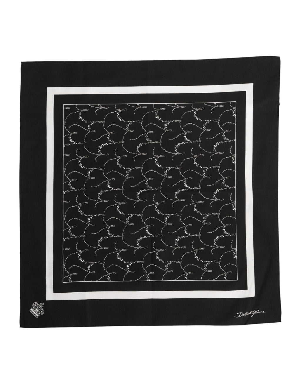 Dolce & Gabbana Black White Printed Square Foulard Scarf