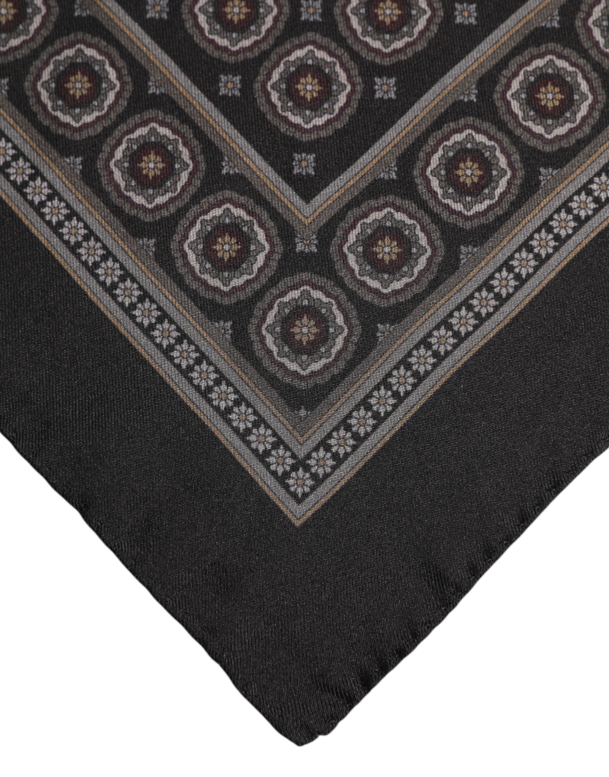 Dolce & Gabbana Black Silk Printed Square Men Foulard Scarf