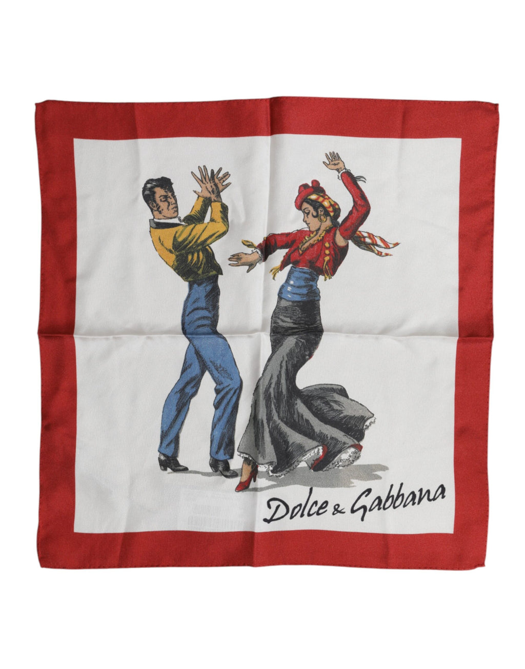 Dolce & Gabbana White Printed Silk Square Men Foulard Scarf