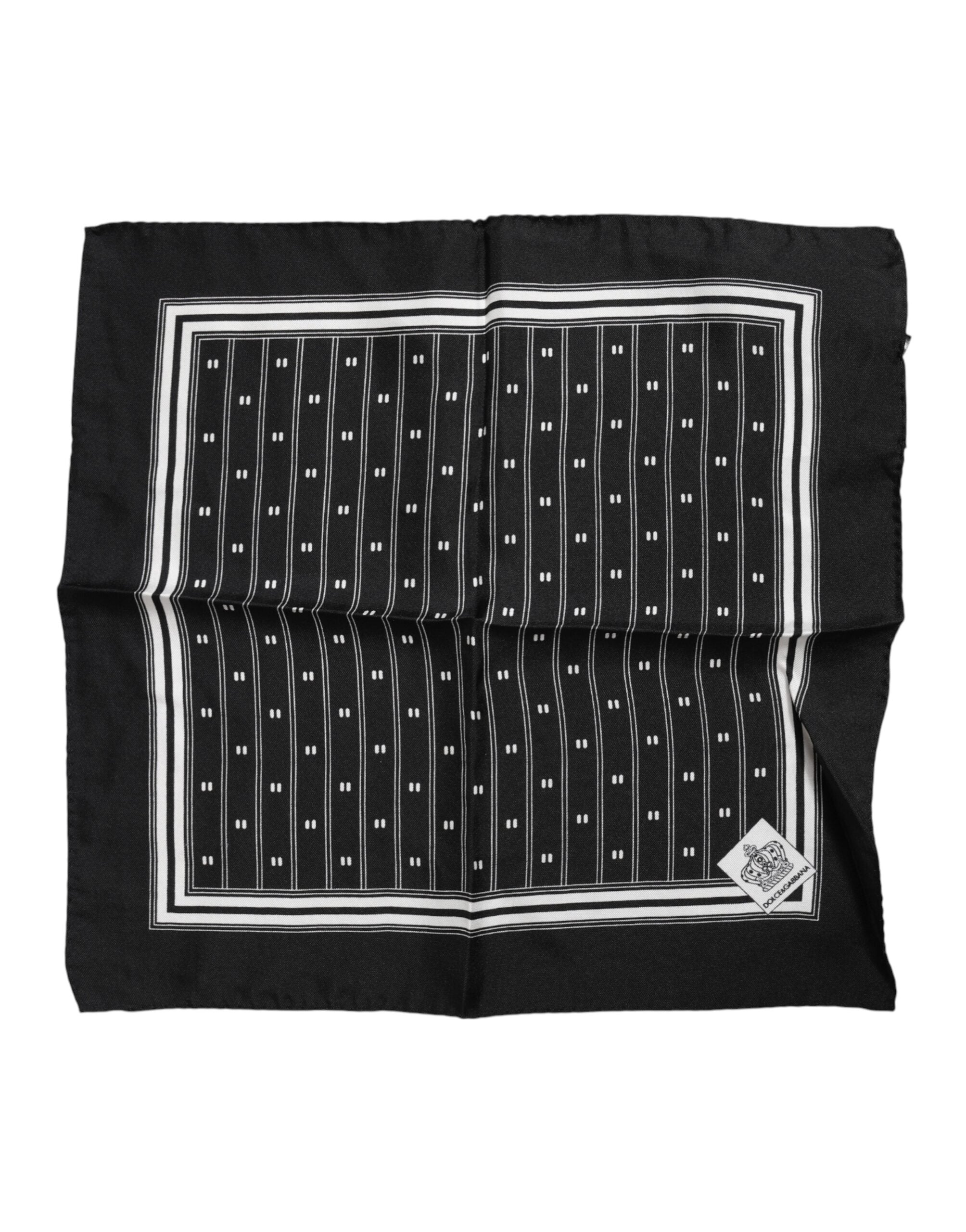 Dolce & Gabbana Black White Printed Silk Square Foulard Scarf