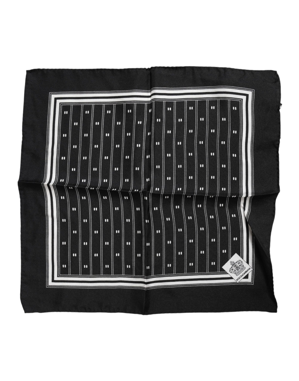 Dolce & Gabbana Black White Printed Silk Square Foulard Scarf