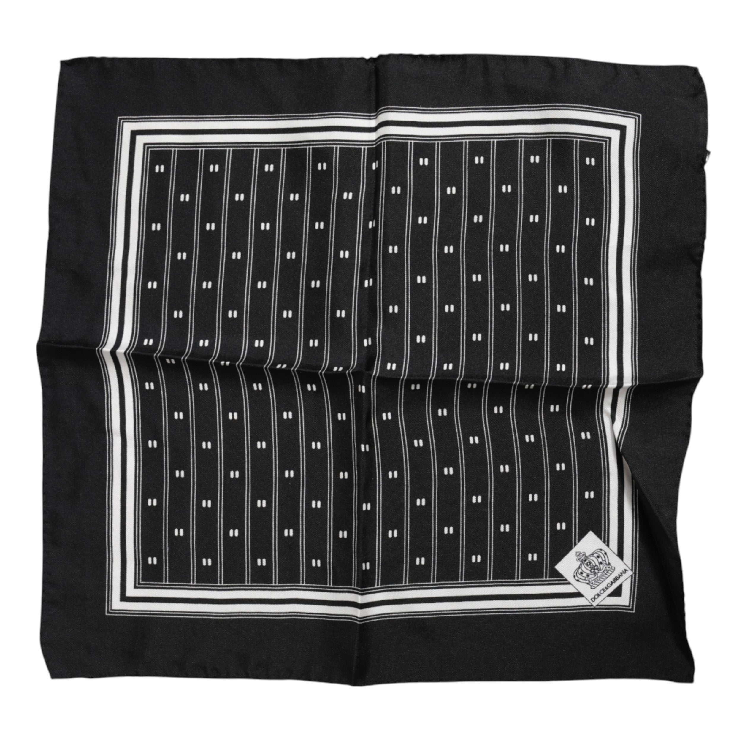 Dolce & Gabbana Black White Printed Silk Square Foulard Scarf