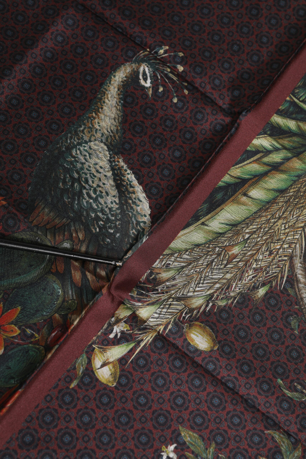 Dolce & Gabbana Brown Peacock Print Square Men Foulard Scarf