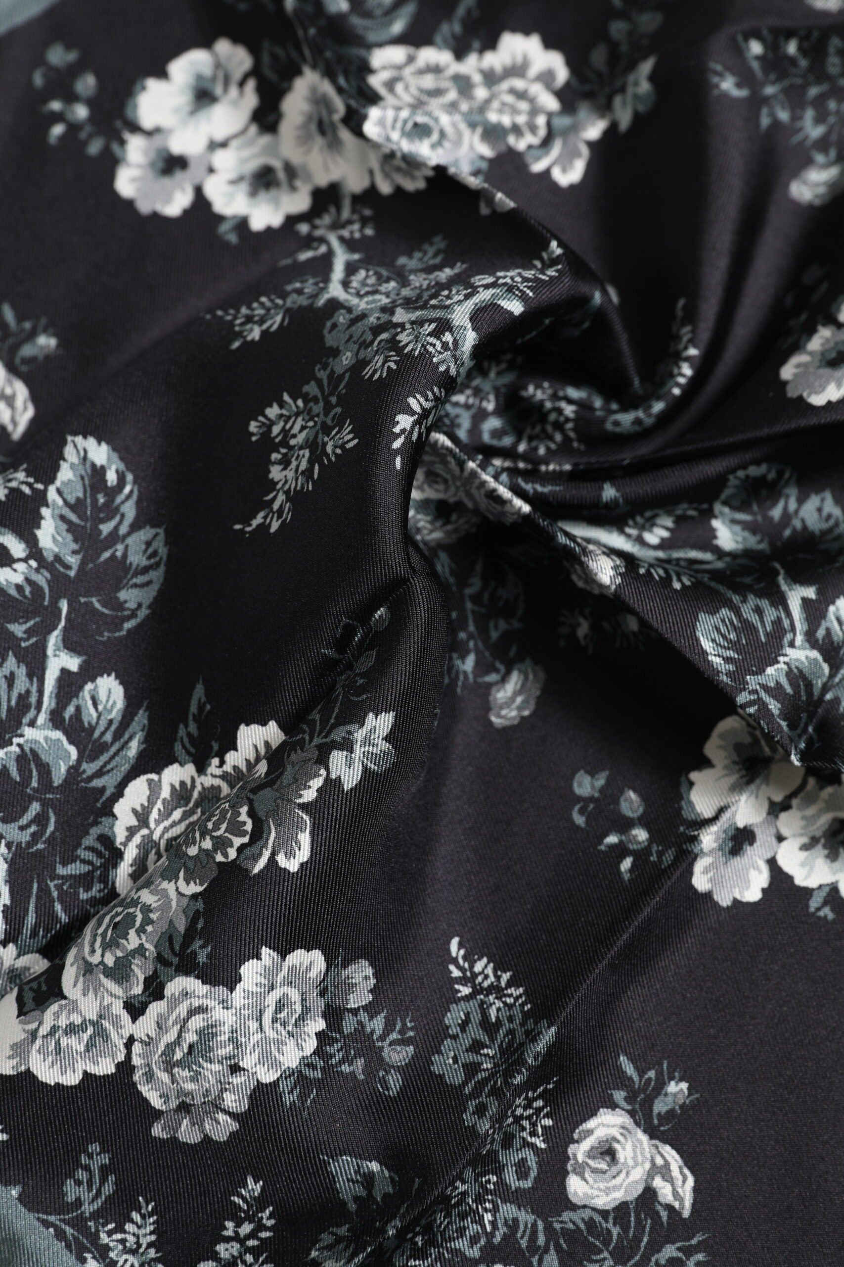 Dolce & Gabbana Black Floral Print Silk Square Foulard Scarf