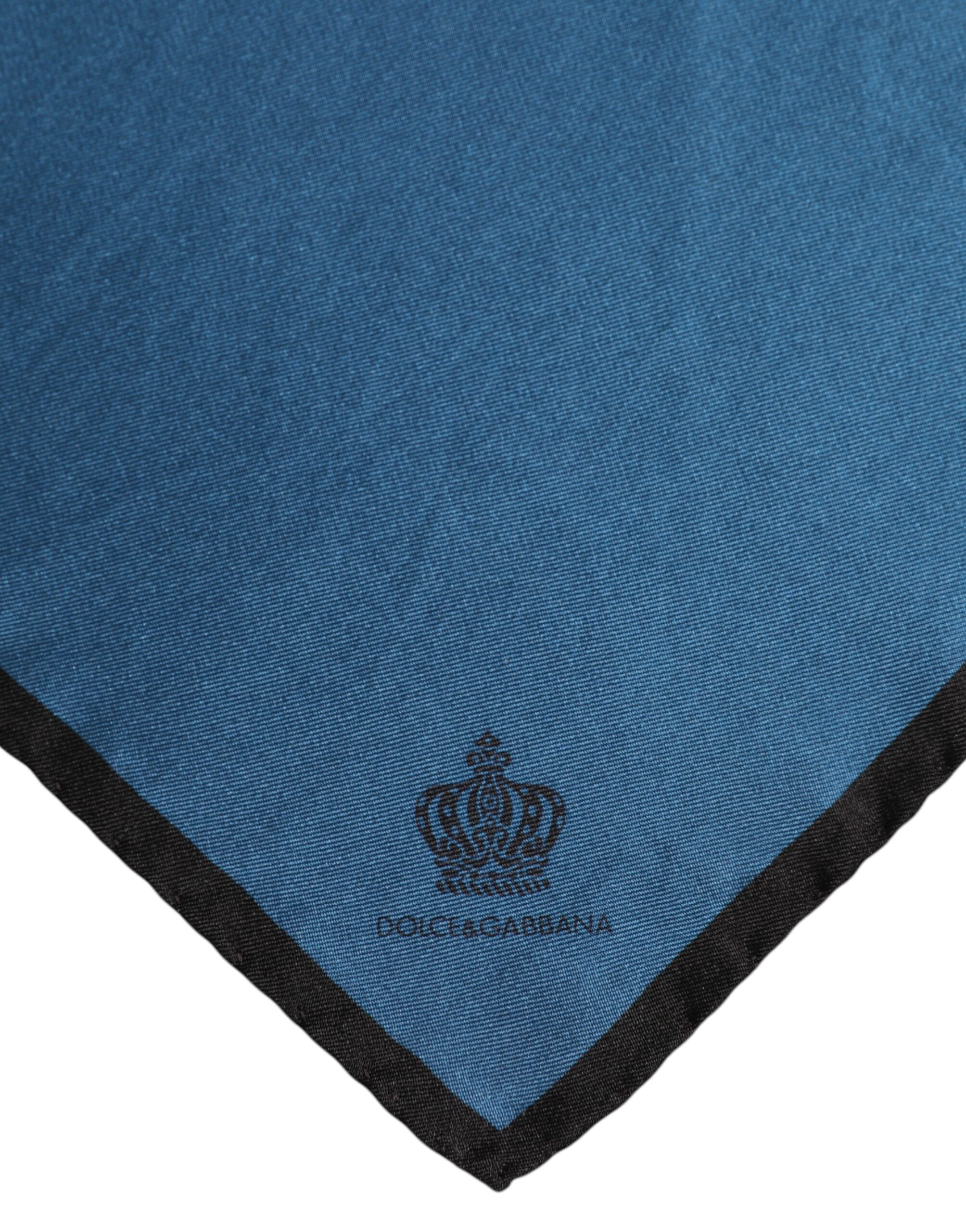 Dolce & Gabbana Blue DG Crown Silk Square Men Foulard Scarf