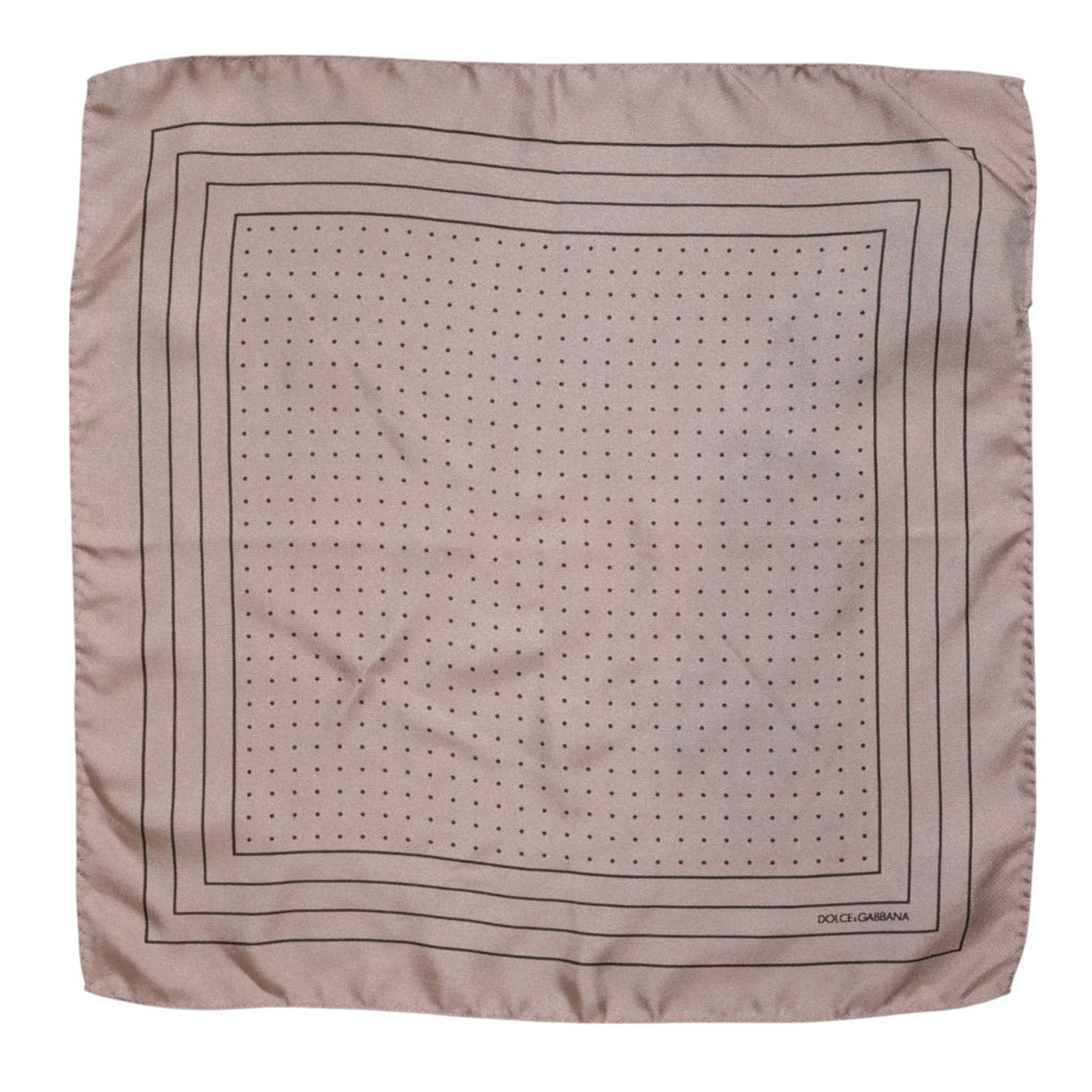 Dolce & Gabbana Beige Dotted Silk Square Men Foulard Scarf