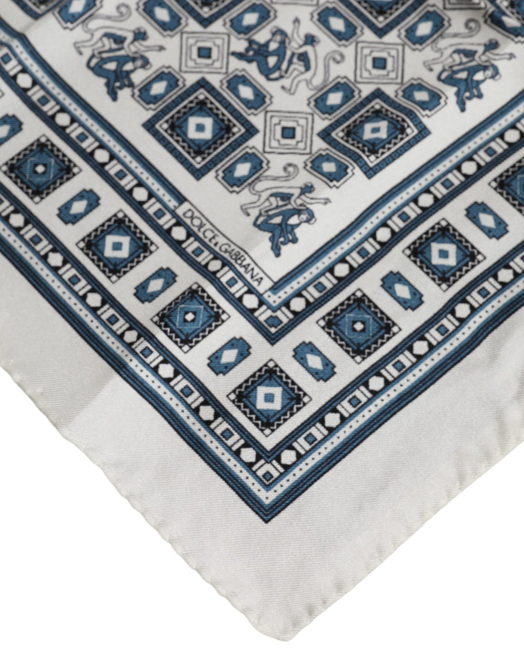 Dolce & Gabbana White Green Print Silk Square Foulard Scarf