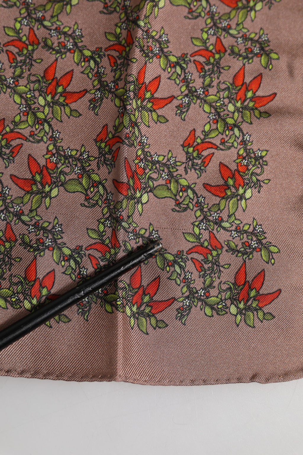 Dolce & Gabbana Brown Chilis Silk Square Men Foulard Scarf