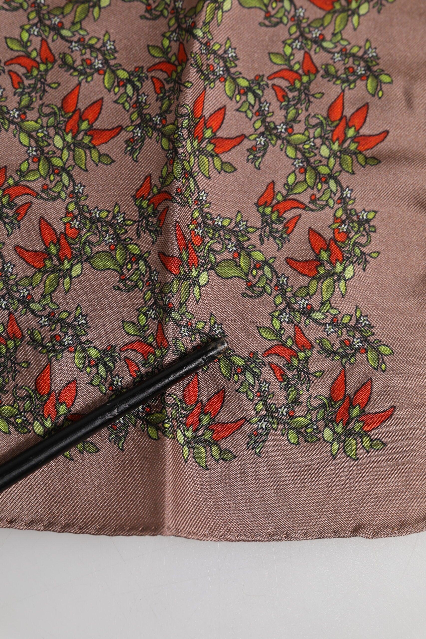 Dolce & Gabbana Brown Chilis Silk Square Men Foulard Scarf