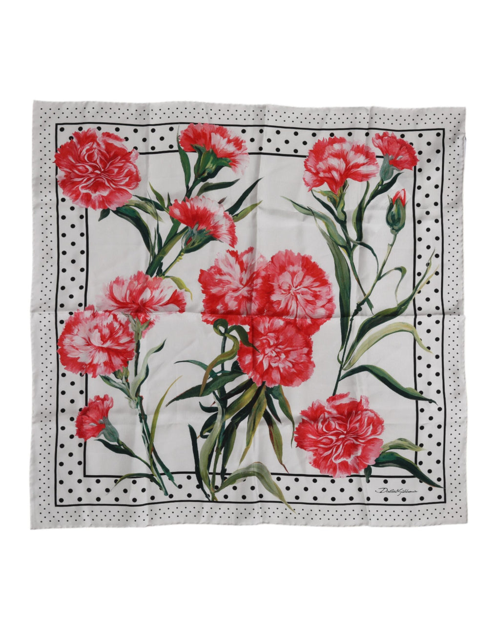 Dolce & Gabbana White Floral Print Silk Square Foulard Scarf