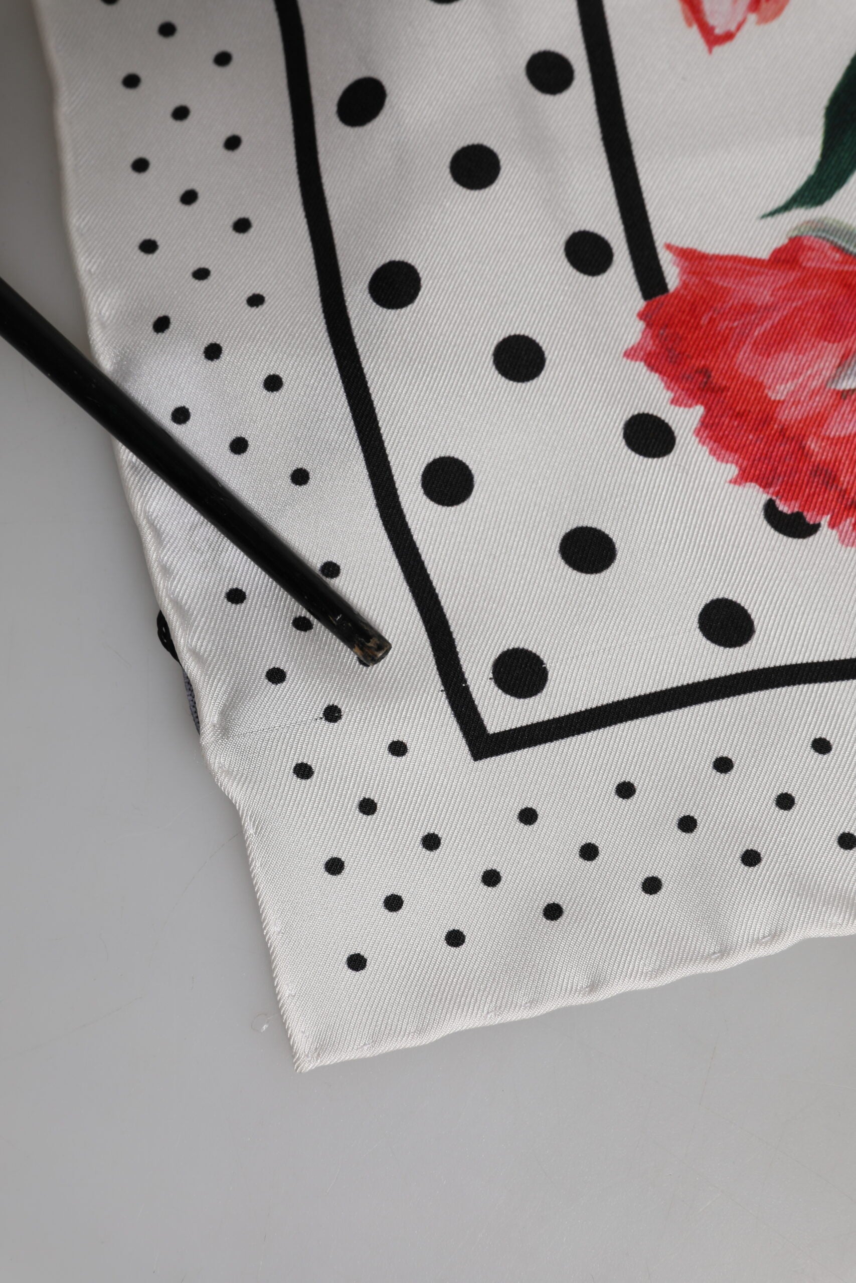 Dolce & Gabbana White Floral Print Silk Square Foulard Scarf