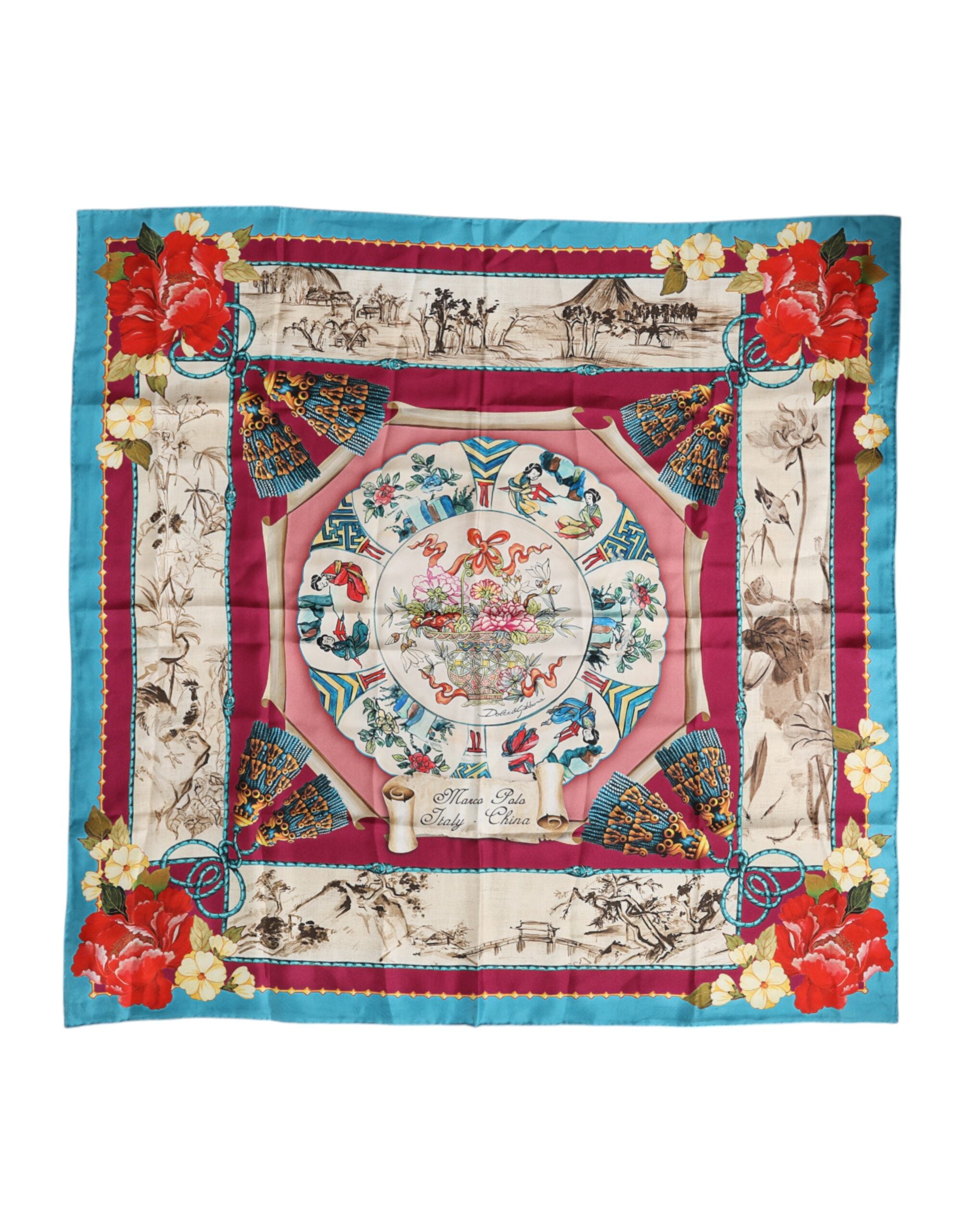 Dolce & Gabbana Multicolor Floral Print Square Foulard Scarf