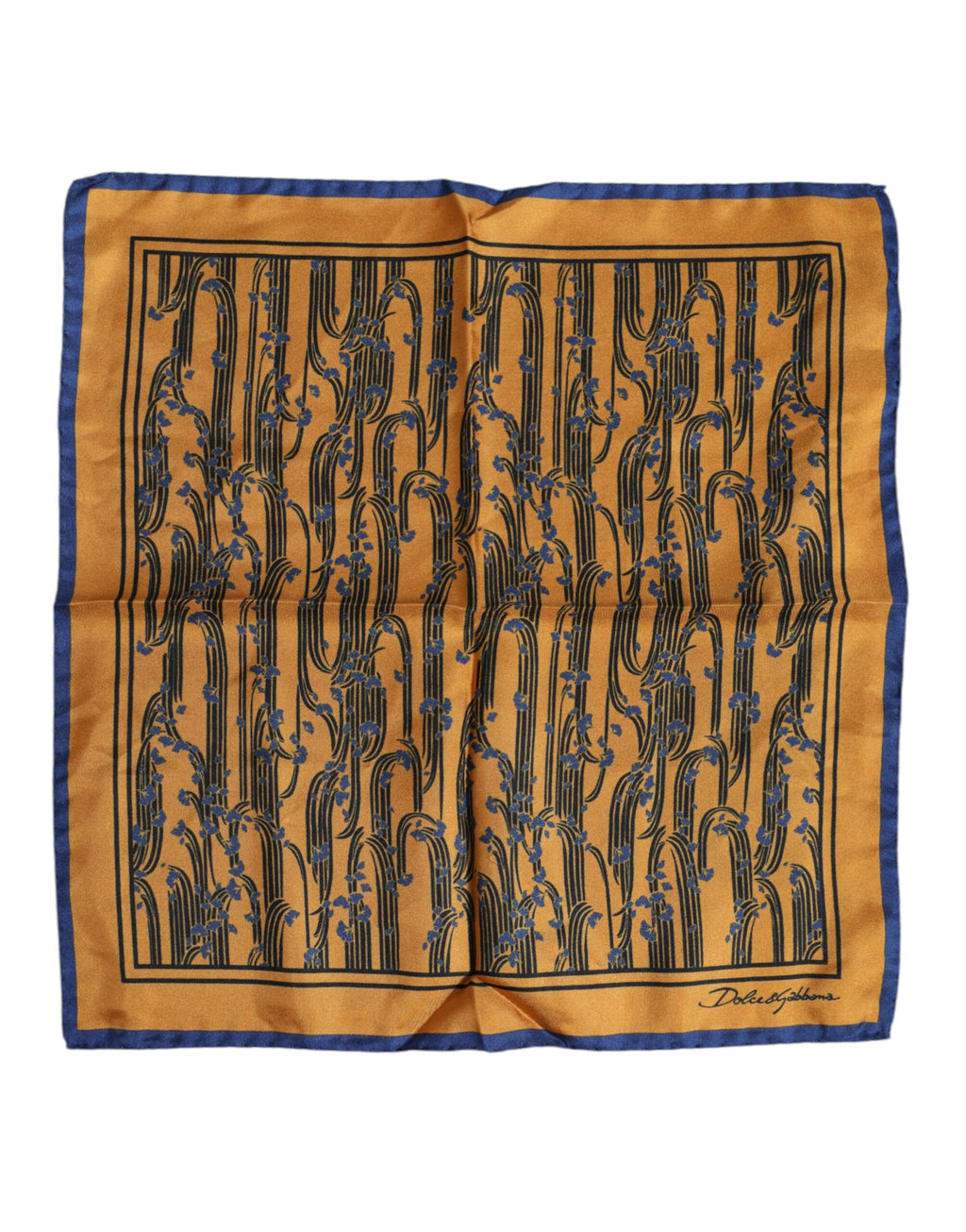 Dolce & Gabbana Orange Silk Floral Print Square Foulard Scarf
