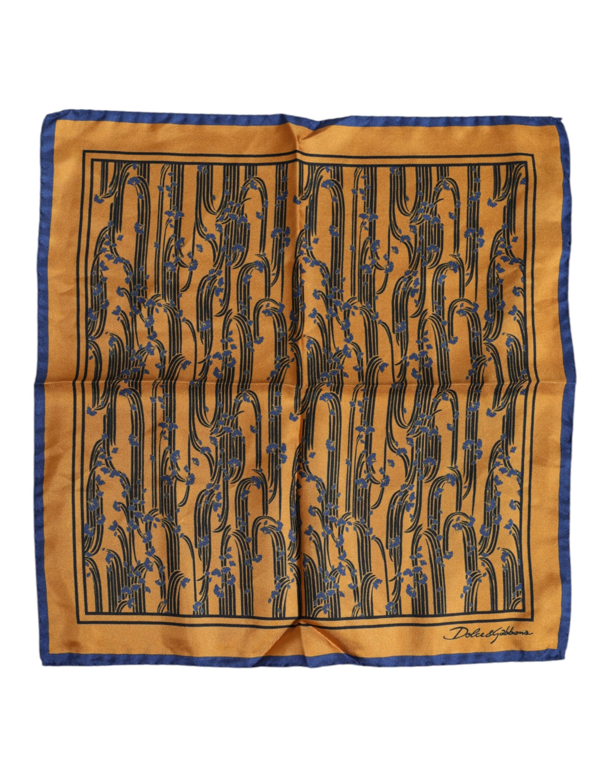 Dolce & Gabbana Orange Silk Floral Print Square Foulard Scarf