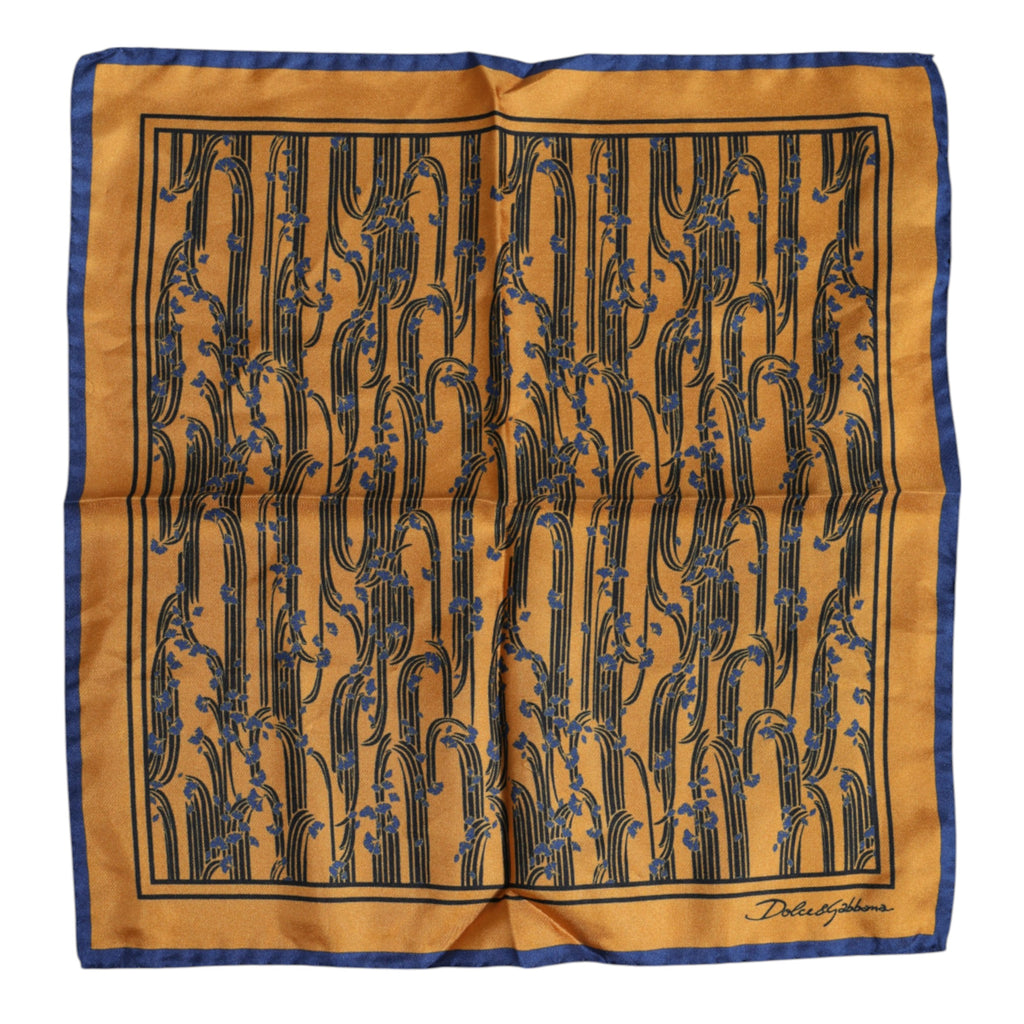 Dolce & Gabbana Orange Silk Floral Print Square Foulard Scarf