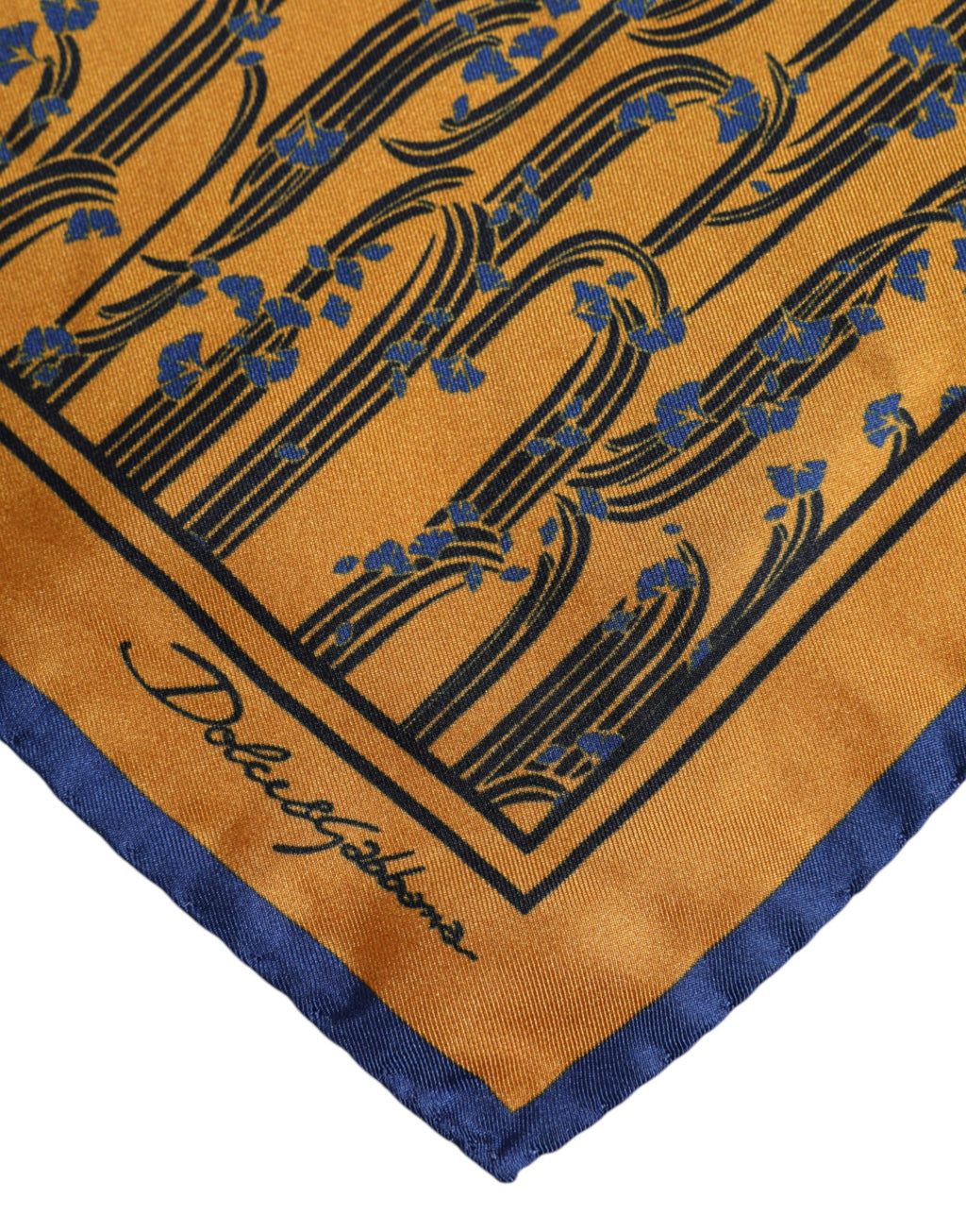 Dolce & Gabbana Orange Silk Floral Print Square Foulard Scarf