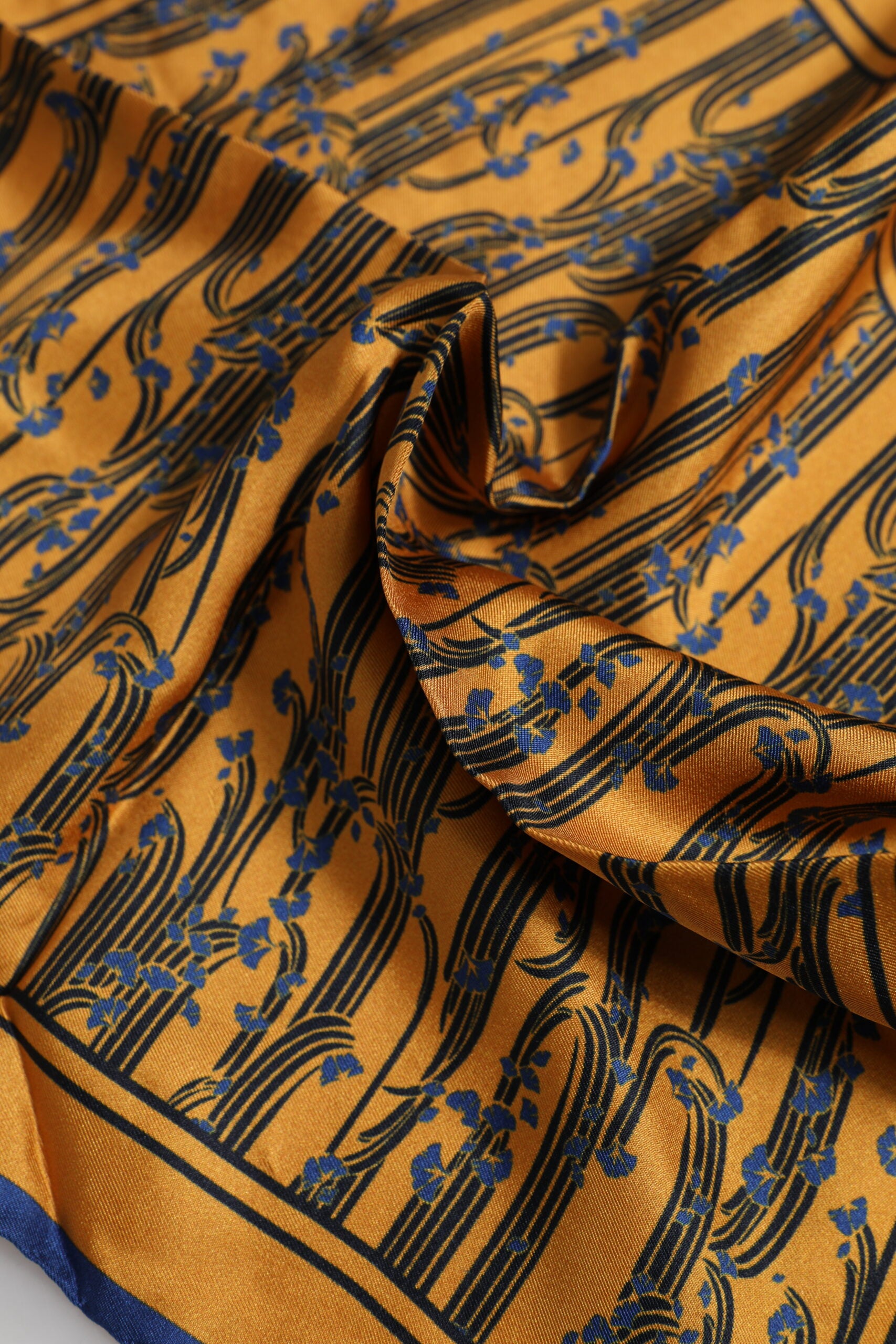 Dolce & Gabbana Orange Silk Floral Print Square Foulard Scarf