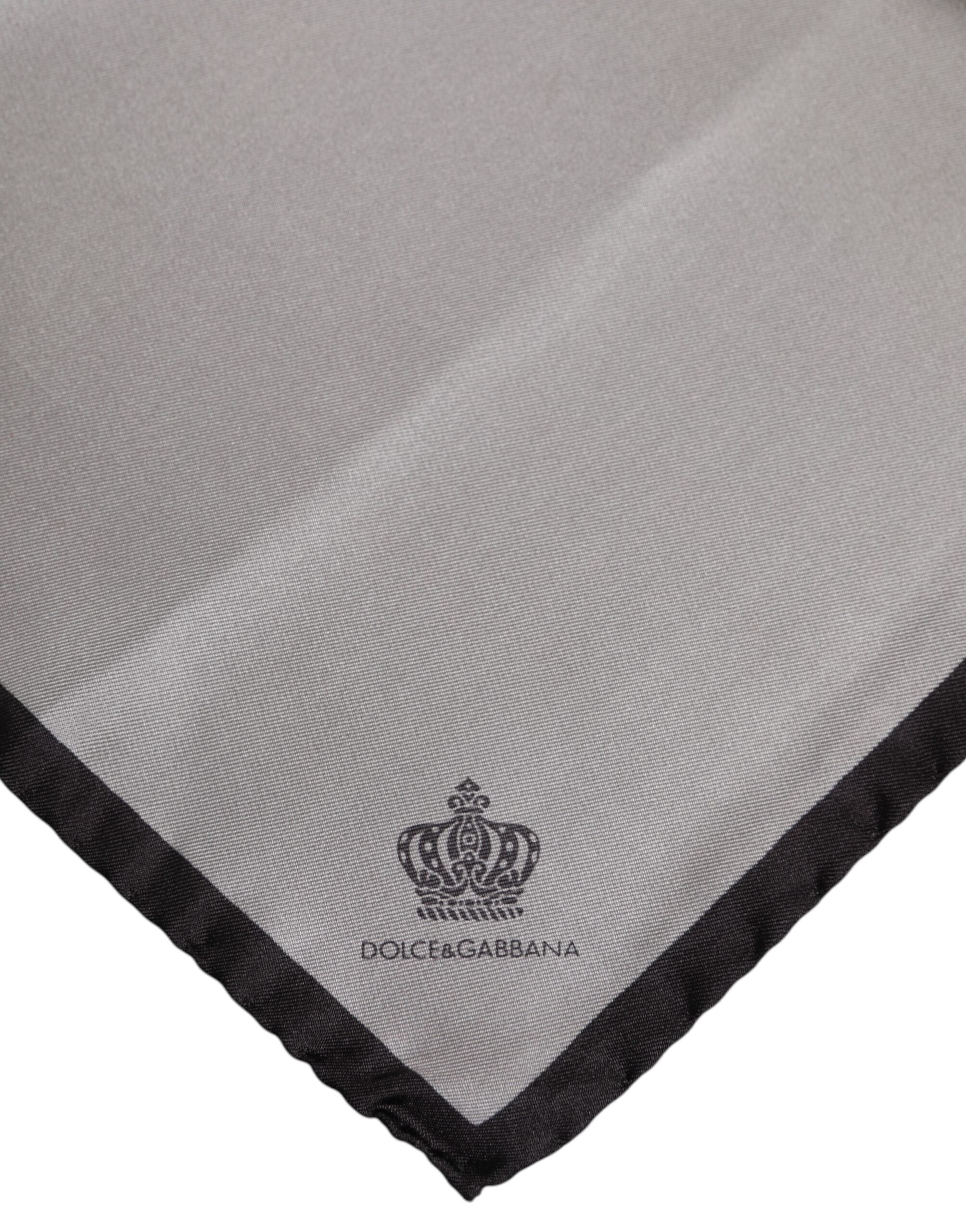 Dolce & Gabbana Gray DG Crown Silk Square Men Foulard Scarf