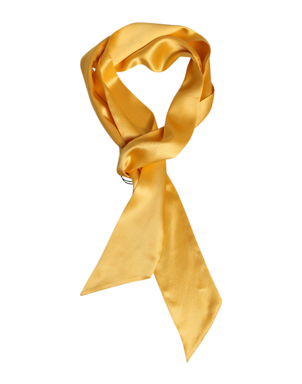 Dolce & Gabbana Yellow Satin Silk Skinny Foulard Wrap Scarf