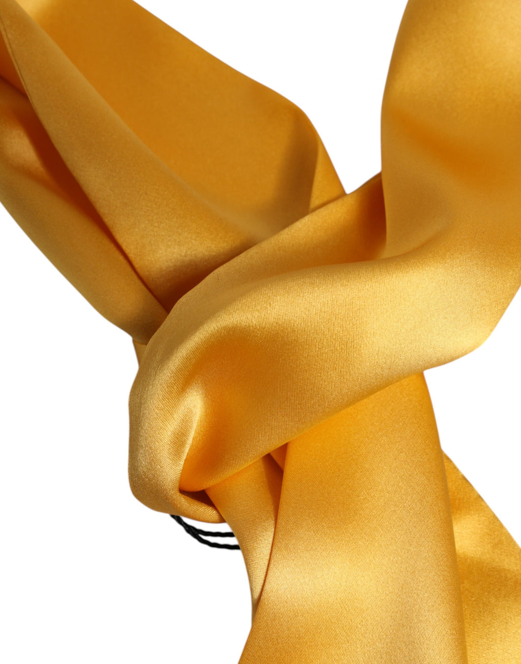 Dolce & Gabbana Yellow Satin Silk Skinny Foulard Wrap Scarf