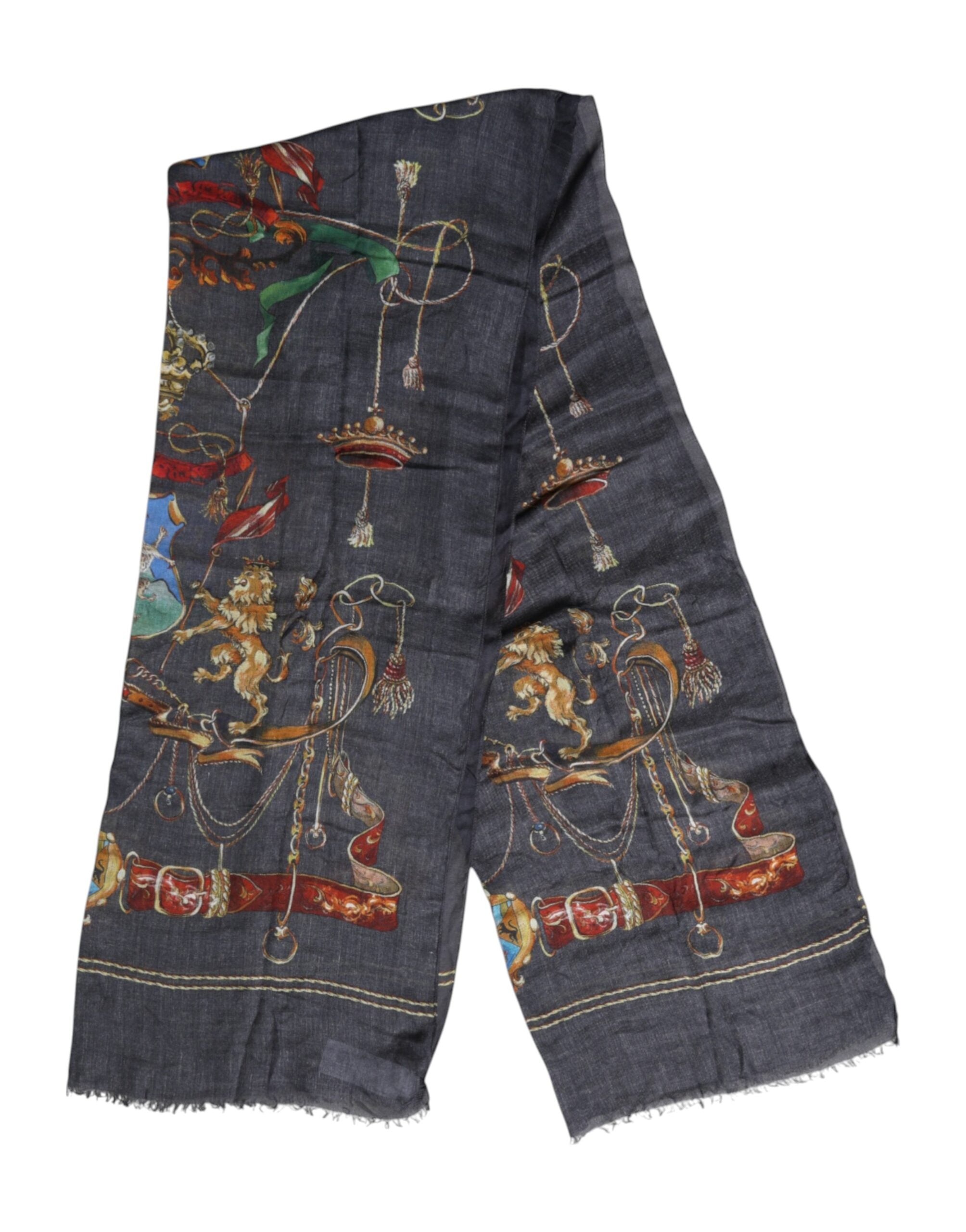 Dolce & Gabbana Gray Graphic Print Warmer Wrap Shawl Scarf