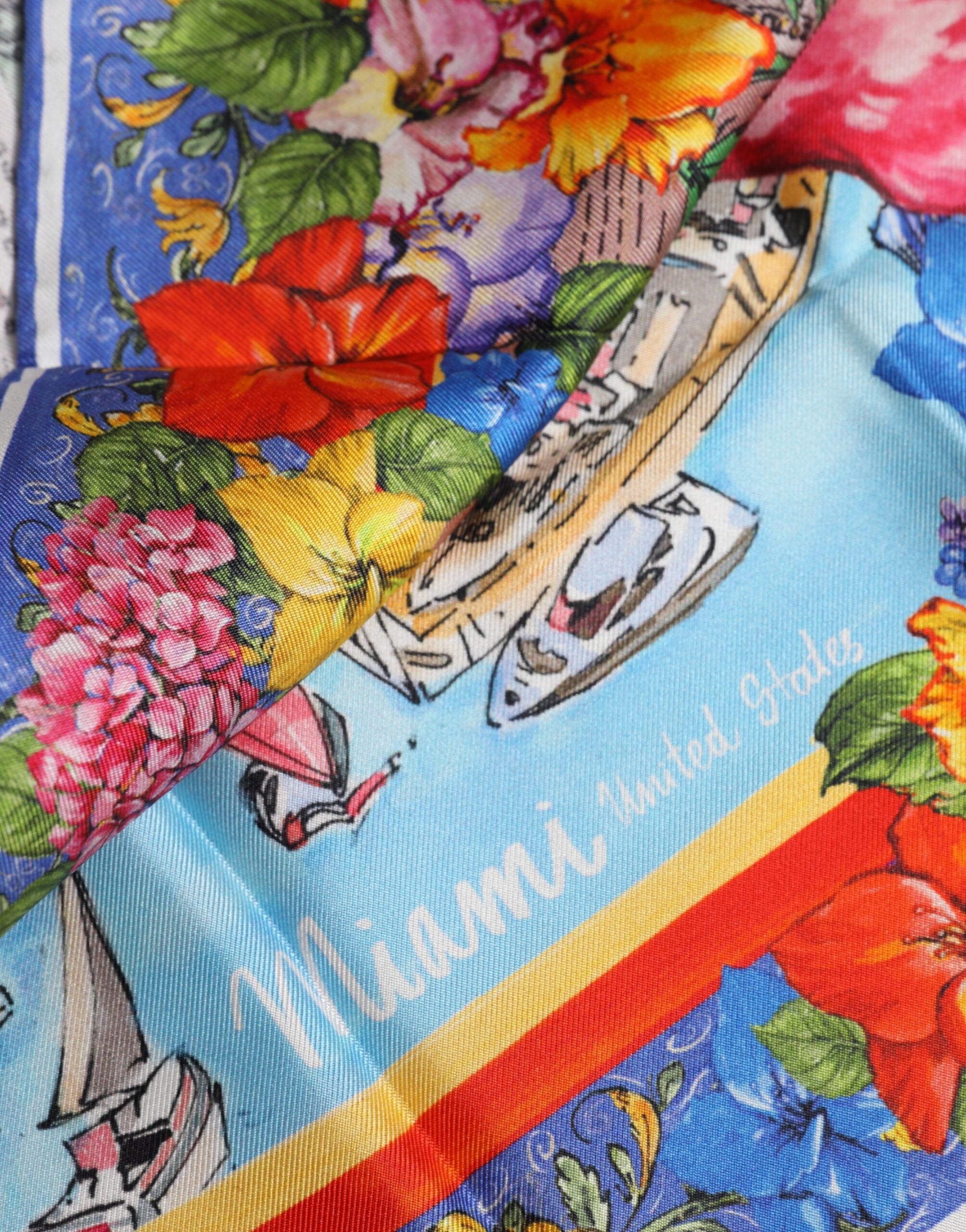 Dolce & Gabbana Multicolor Graphic Print Square Foulard Scarf