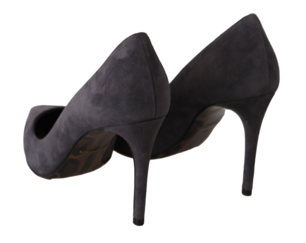 Dolce & Gabbana Elegant Gray Suede Stiletto Pumps