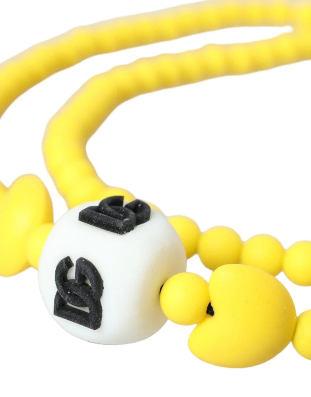 Dolce & Gabbana Yellow Beaded Chain DG Logo Charm Accessory Necklace