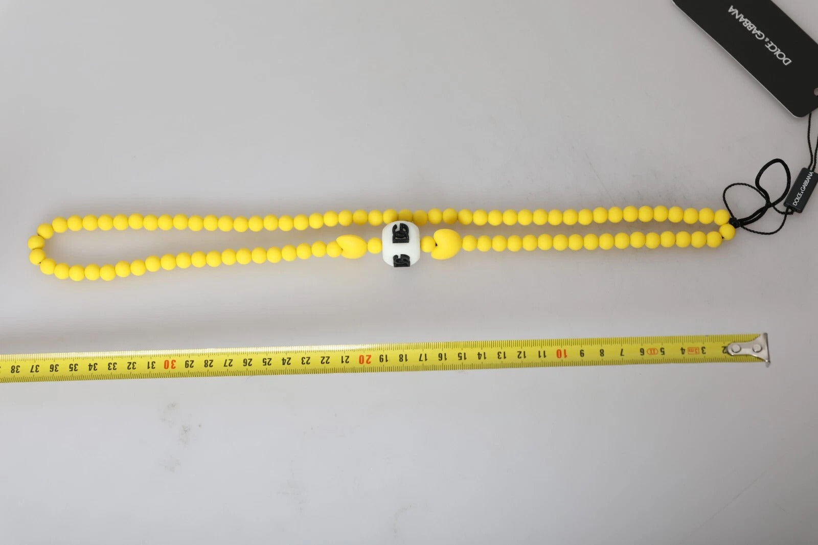 Dolce & Gabbana Yellow Beaded Chain DG Logo Charm Accessory Necklace